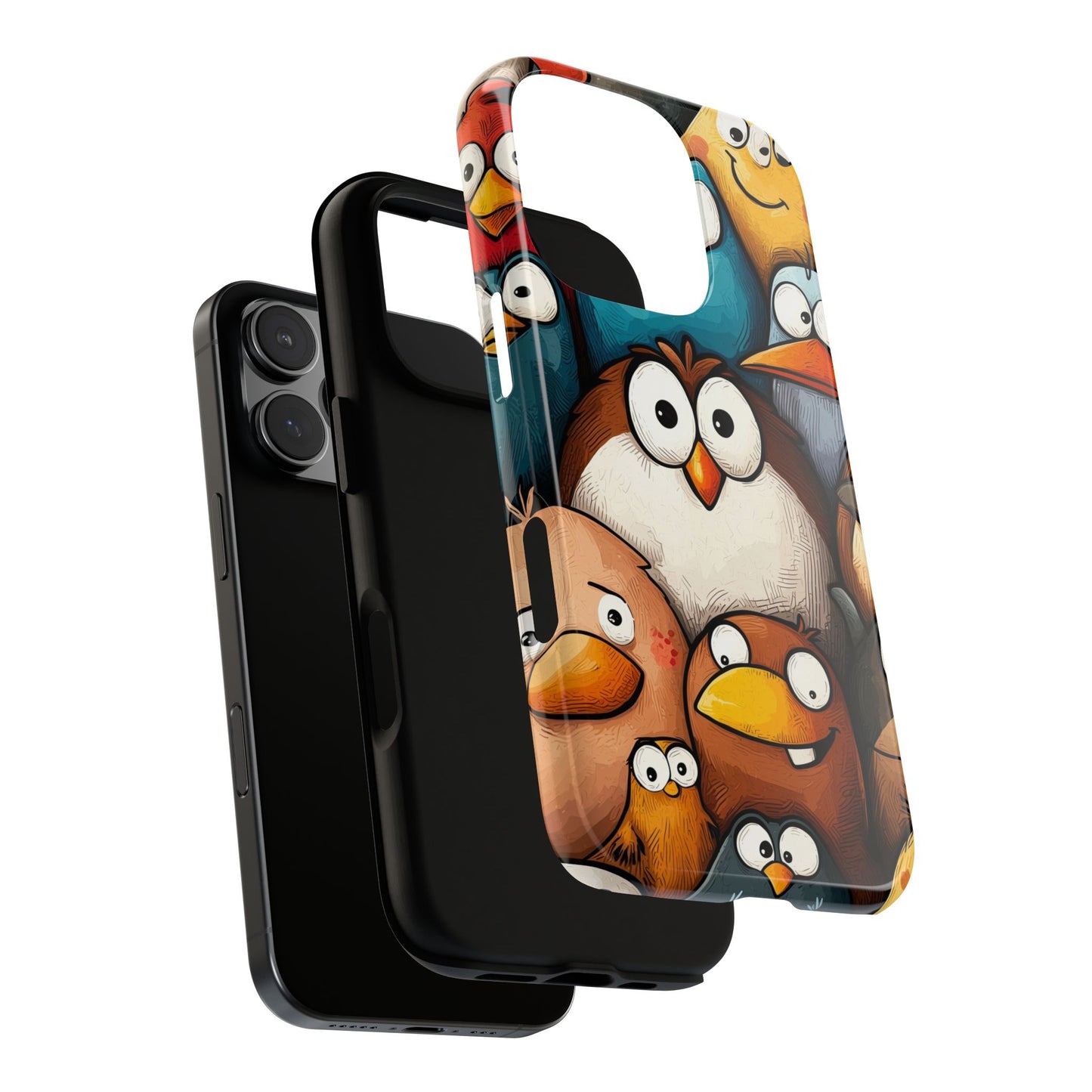 Quirky Bird Squad Anime Phone Case for iPhone, Samsung, Google Pixel