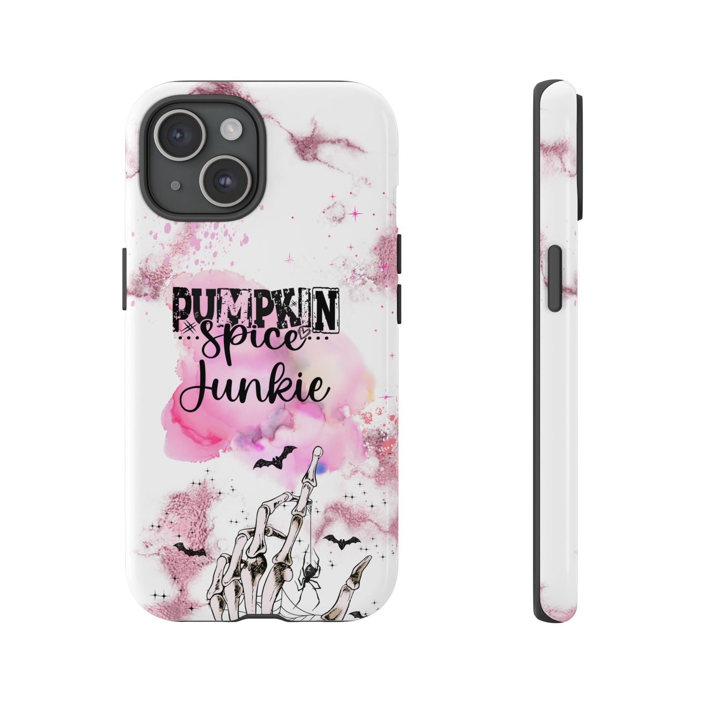 Pumpkin Spice Junkie Phone Case - Fall Aesthetic Cover for iPhone, Samsung & Google Pixel, Skeleton Hand Phone Case, Watercolor Phone Cover, Girly Phone Case