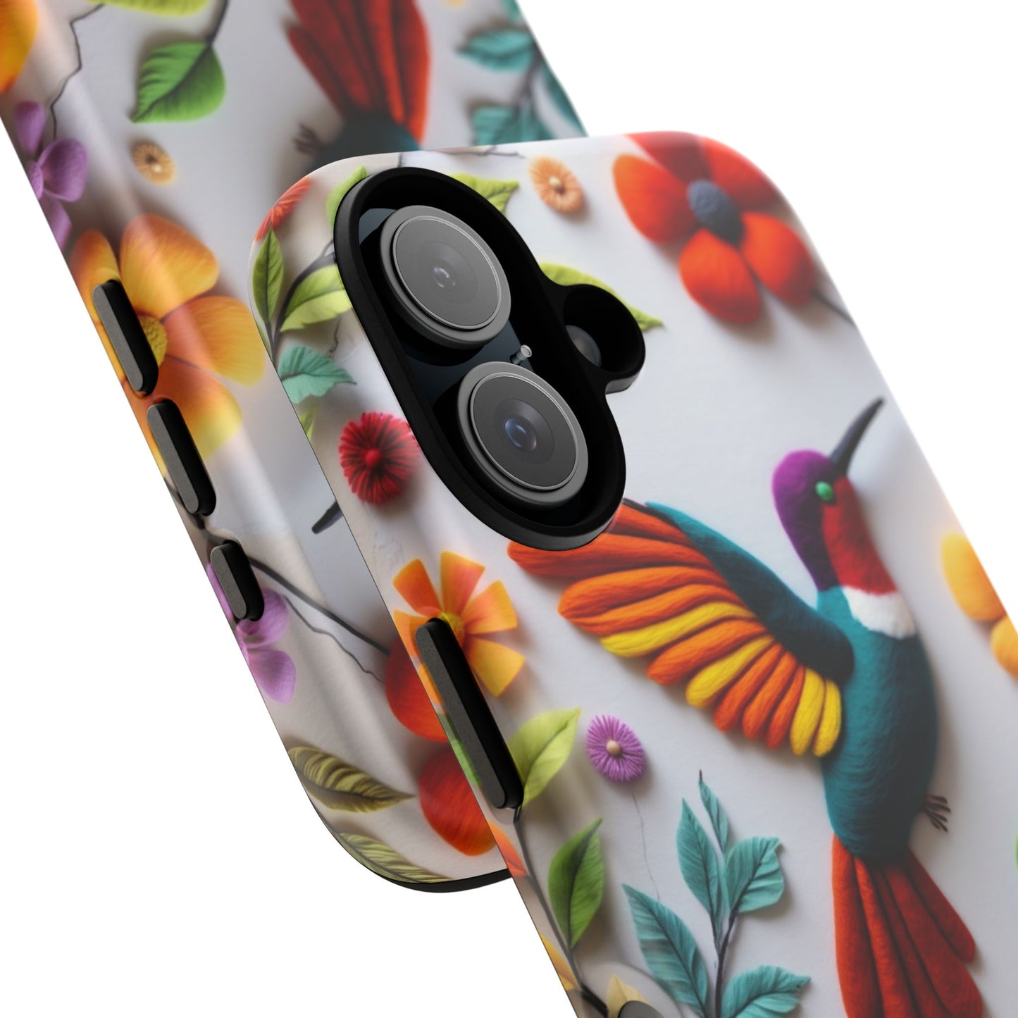 Embroidered Hummingbird with Floral Design | Nature's Elegant Stitch | iPhone 16 Pro