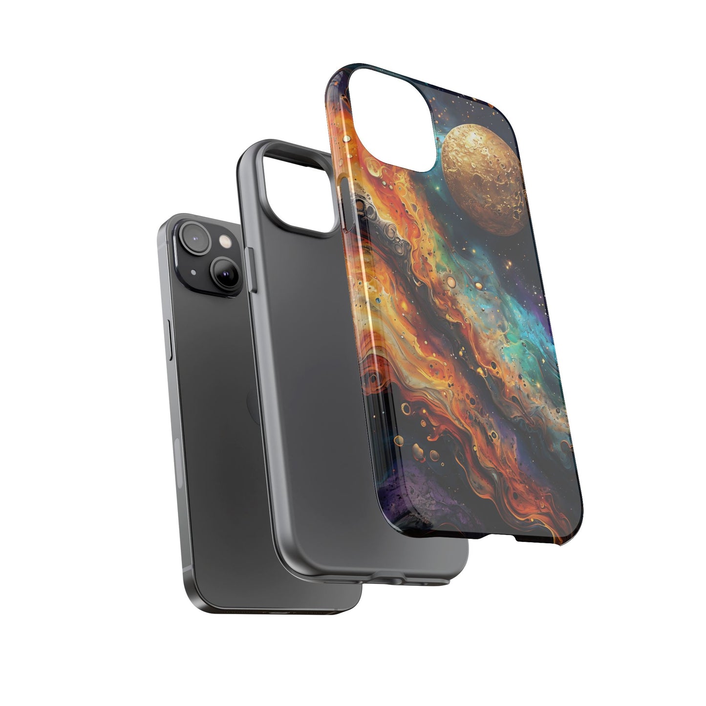 Cosmic Abstract Artwork With Dynamic Swirling Fluid Patterns phone case design.