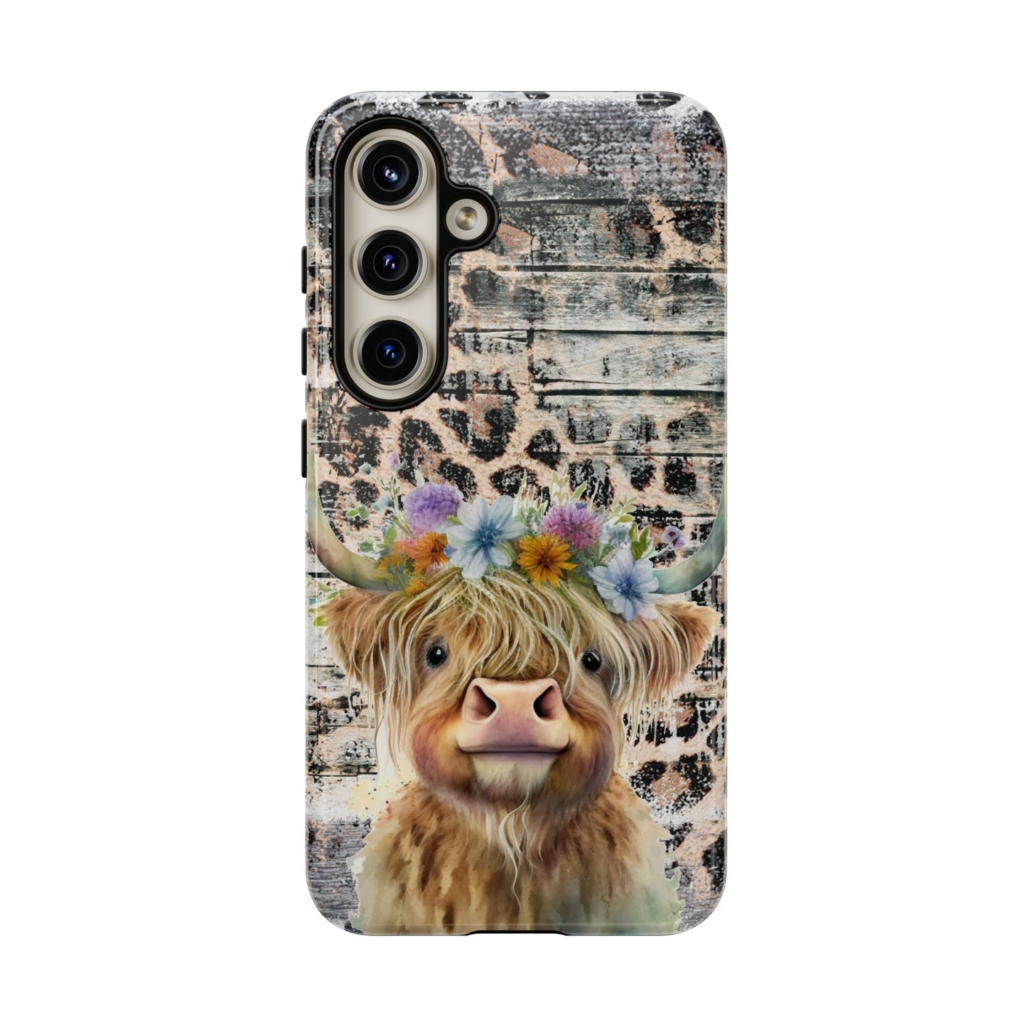 Leopard Print Heifer Phone Case - iPhone, Samsung & Google Pixel Cover - Artistic Cow Phone Case, Animal Lover Gift
