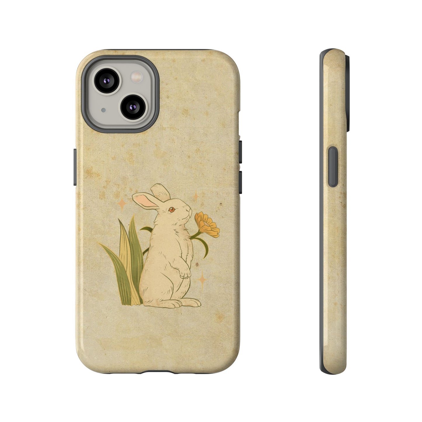 Minimal Vintage Rabbit Phone Case β Aesthetic Beige Bunny Cover for iPhone, Samsung & Pixel