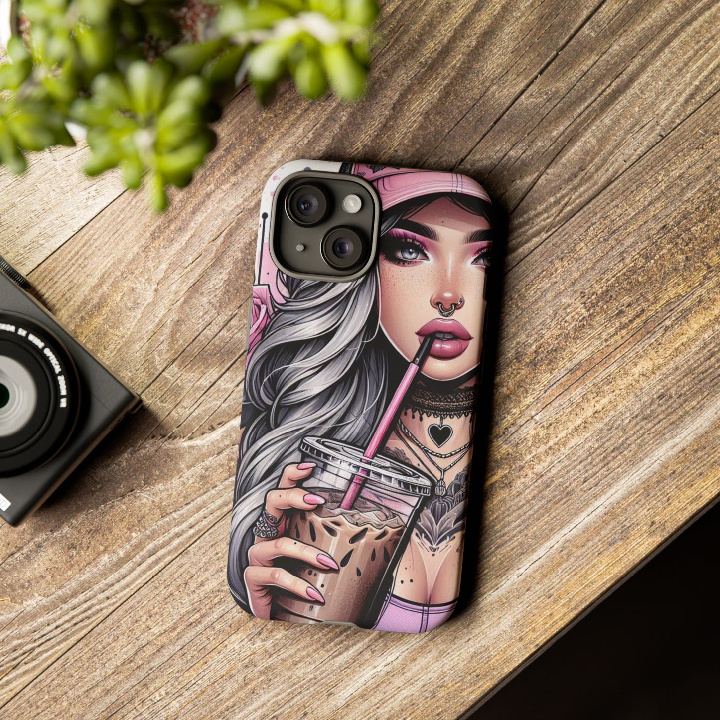 Pink Aesthetic Rebel – Iced Coffee & Inked Beauty Mobile Cover