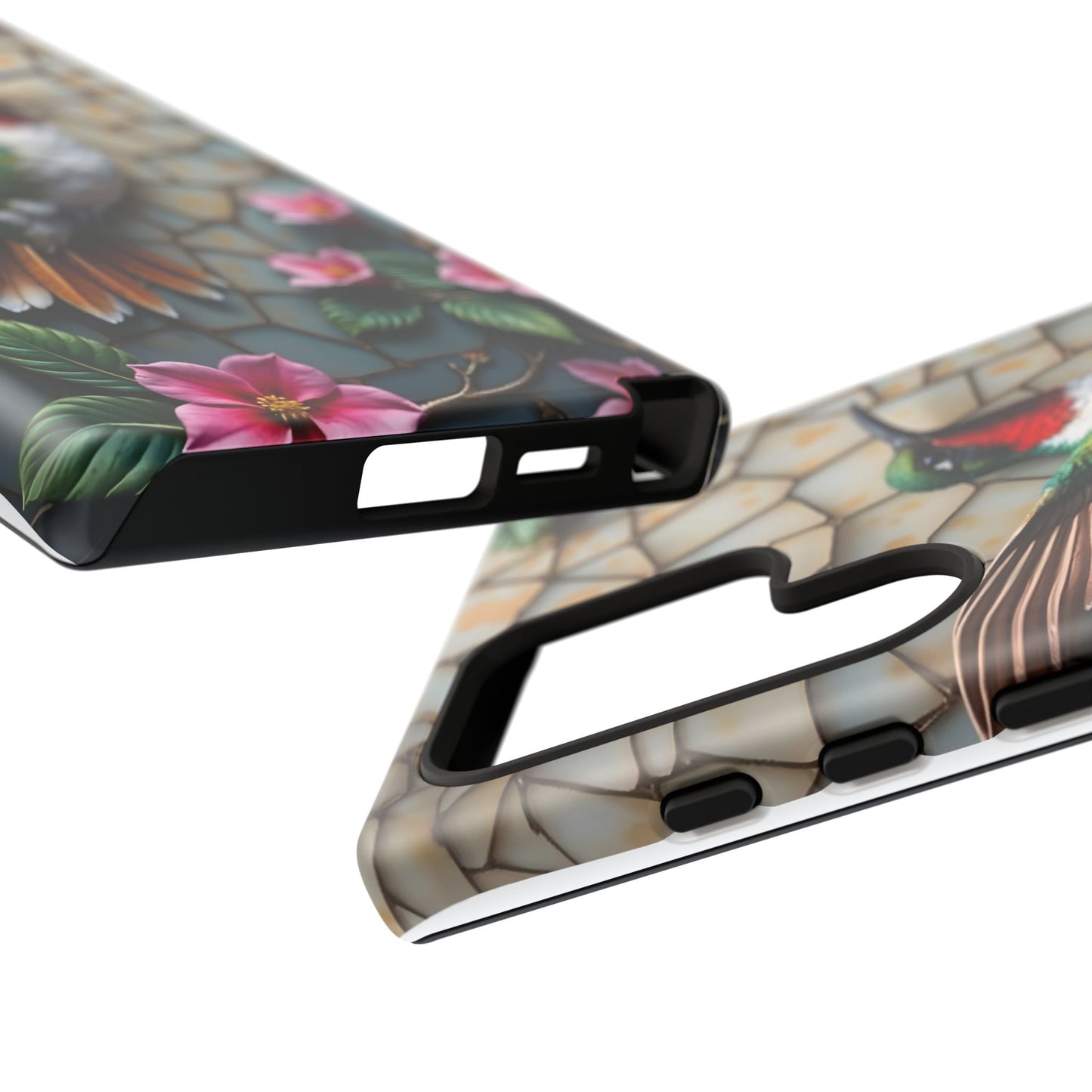 Vivid Hummingbird with Blossoming Branches | Artistic Mosaic Style