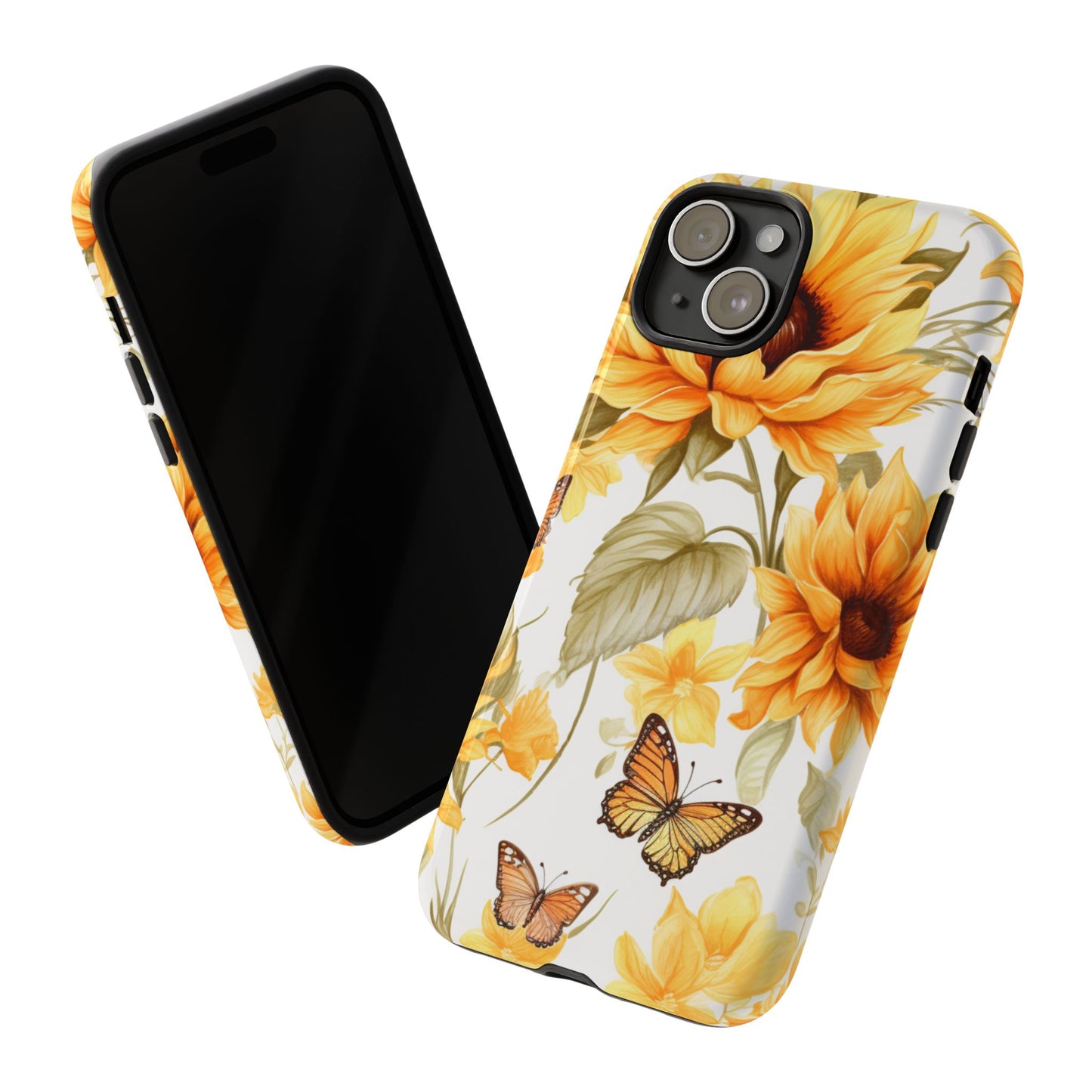 Golden Sunflower & Butterfly Phone Case – Warm & Elegant