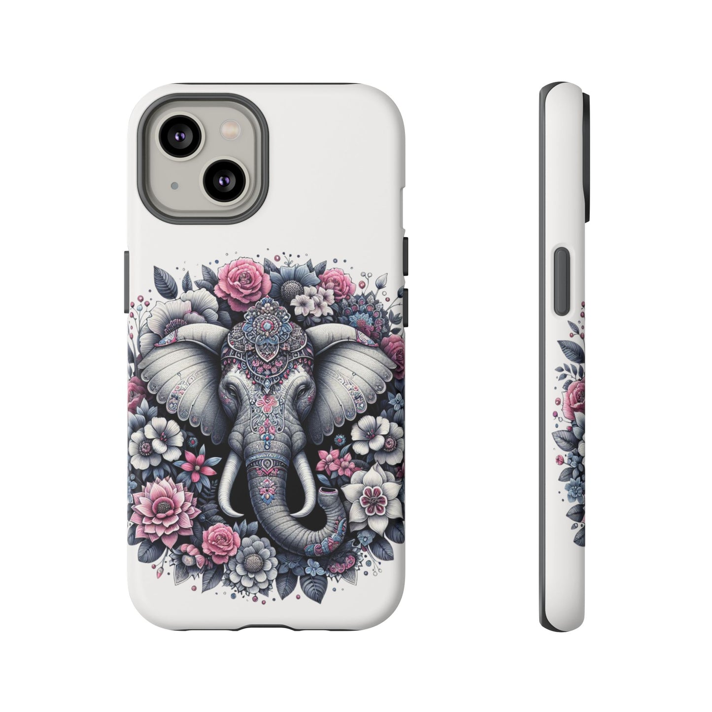Ornate Floral Elephant Mobile Cover – Elegant Bohemian Art