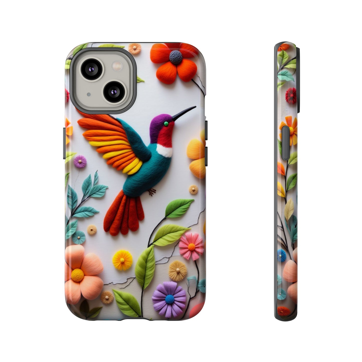 Embroidered Hummingbird with Floral Design | Nature's Elegant Stitch | iPhone 16 Pro