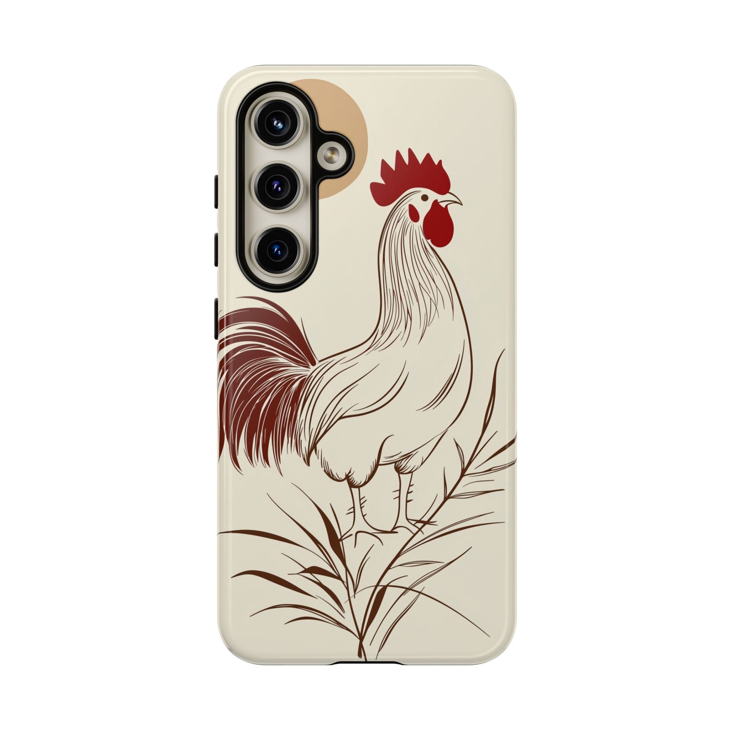 Golden Dawn Rooster: Minimalist Farmstead Charm Case for iPhone, Samsung & Pixel