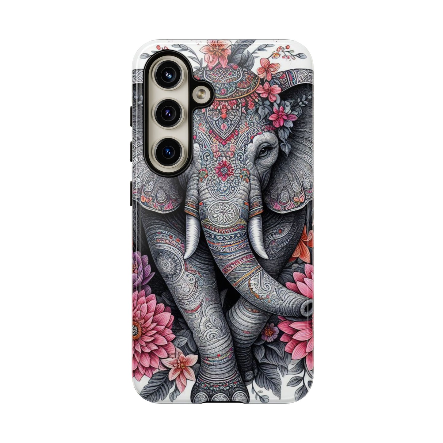 Bohemian Floral Elephant Mobile Cover – Intricate Mandala Art