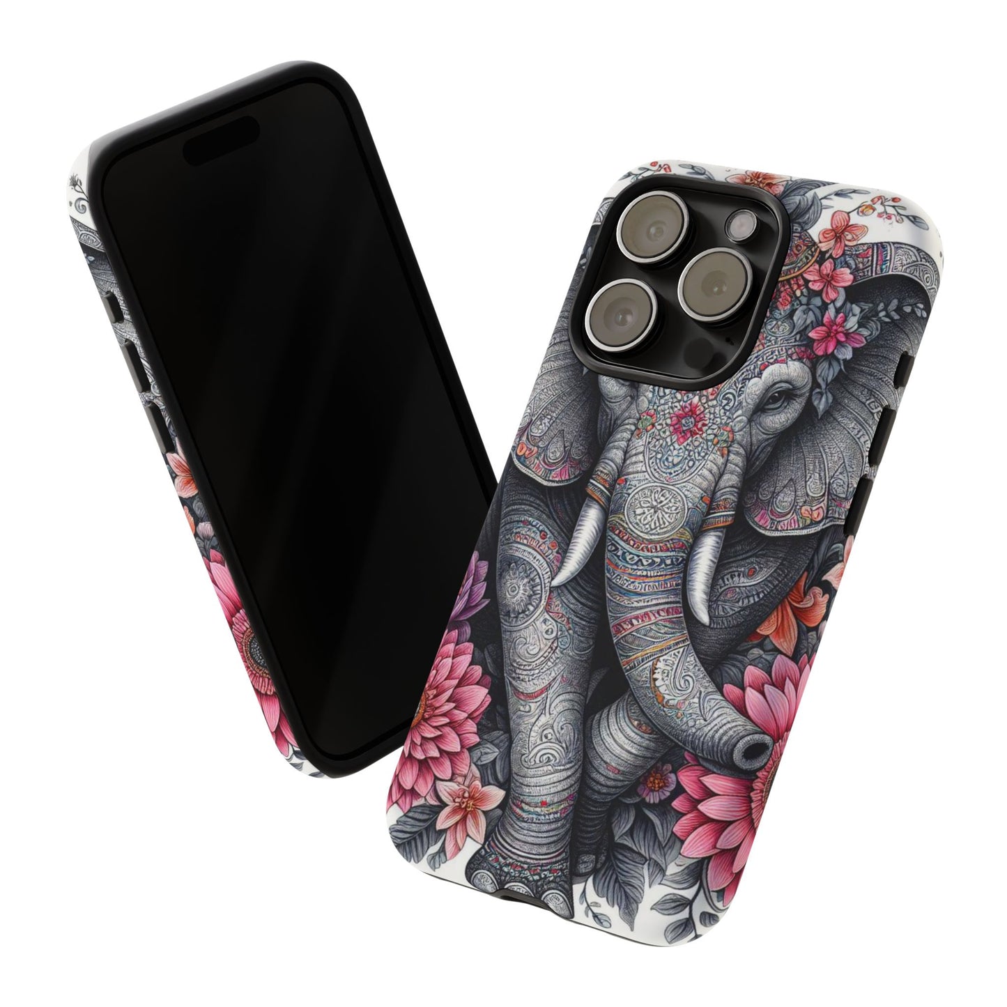 Bohemian Floral Elephant Mobile Cover – Intricate Mandala Art