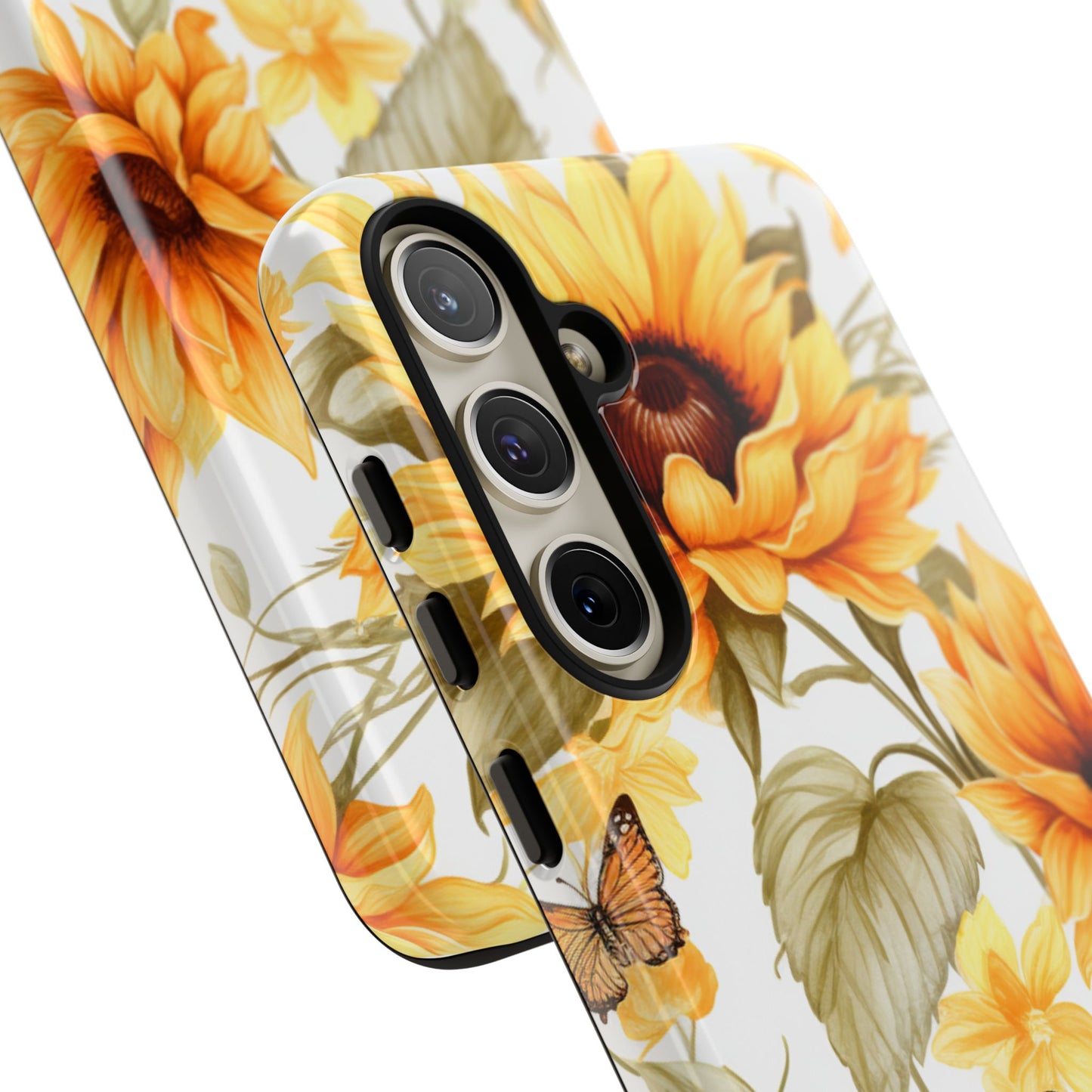 Golden Sunflower & Butterfly Phone Case – Warm & Elegant