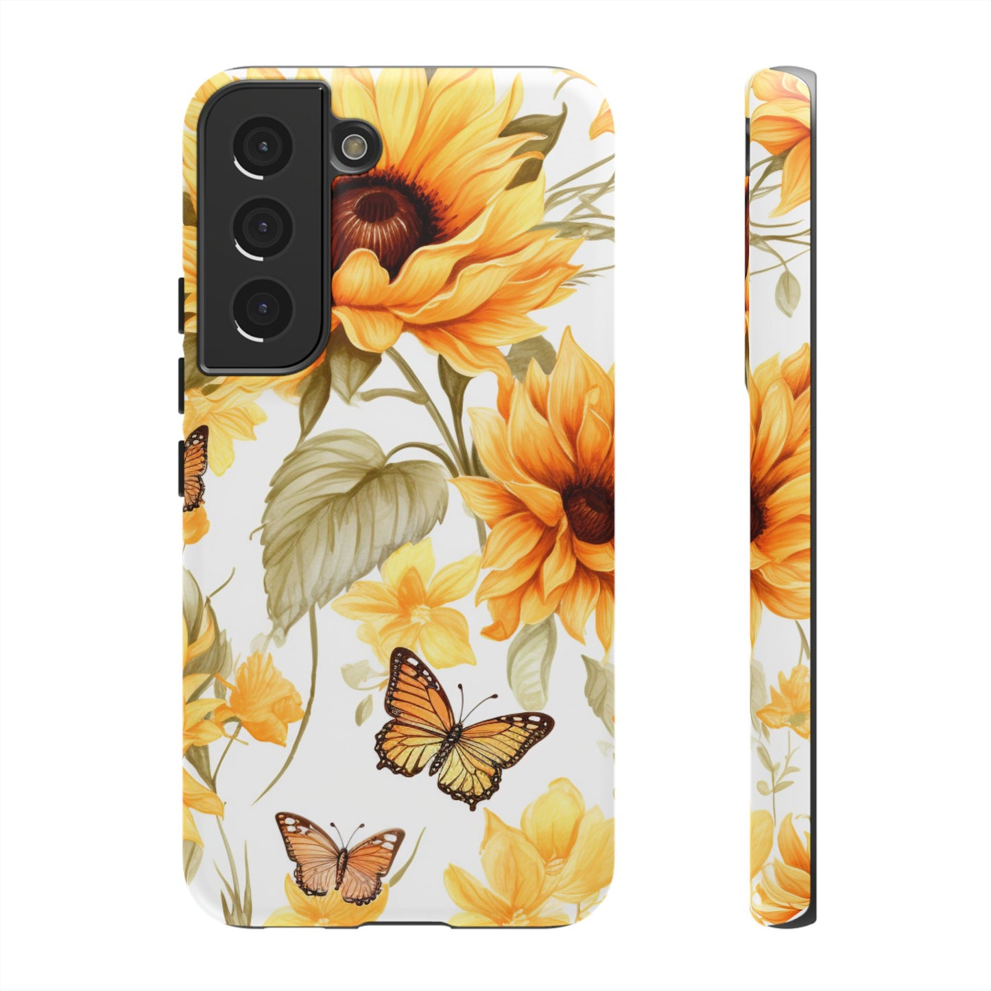 Golden Sunflower & Butterfly Phone Case – Warm & Elegant