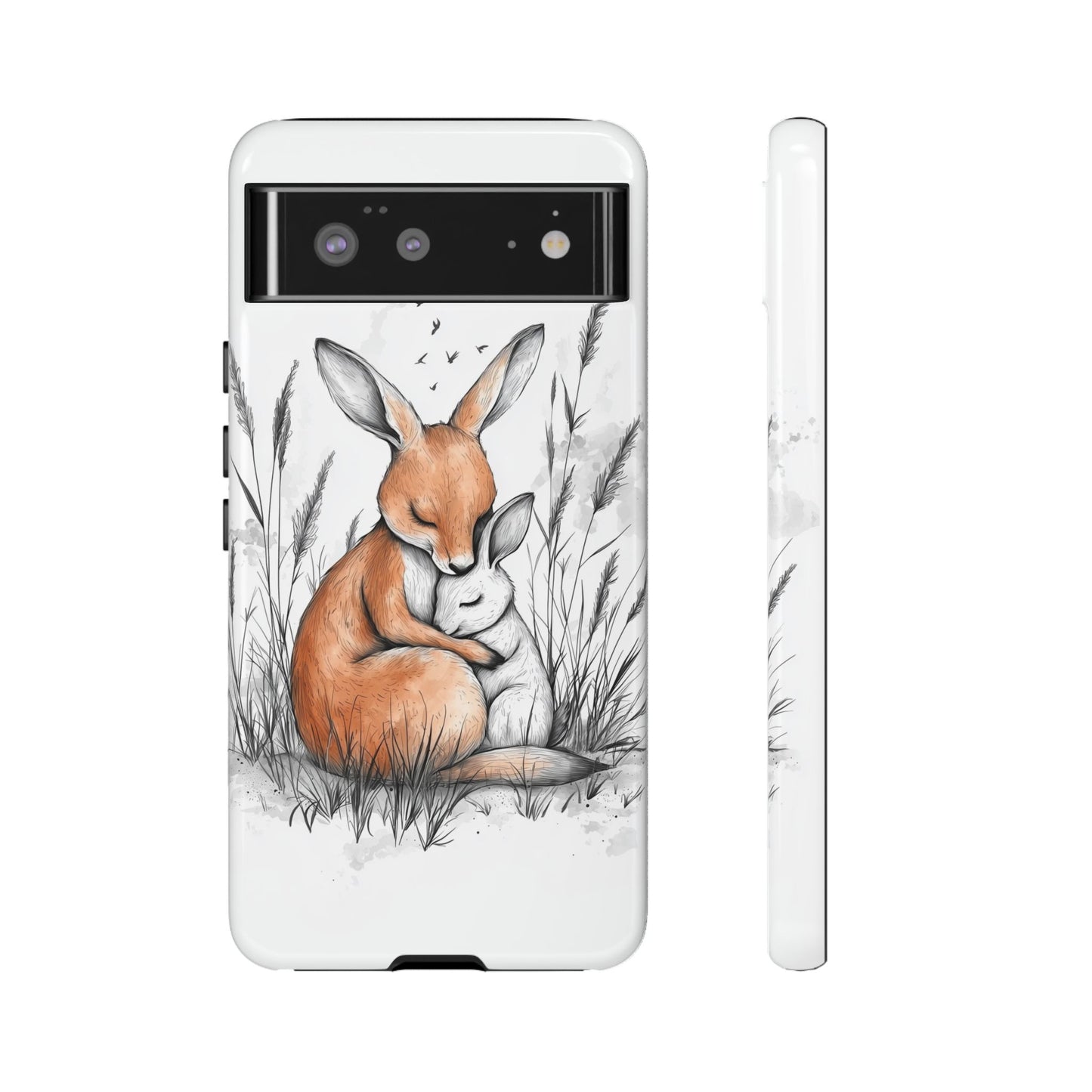 Bunny Embrace: Watercolor Woodland Hug Phone Case for iPhone, Samsung & Pixel