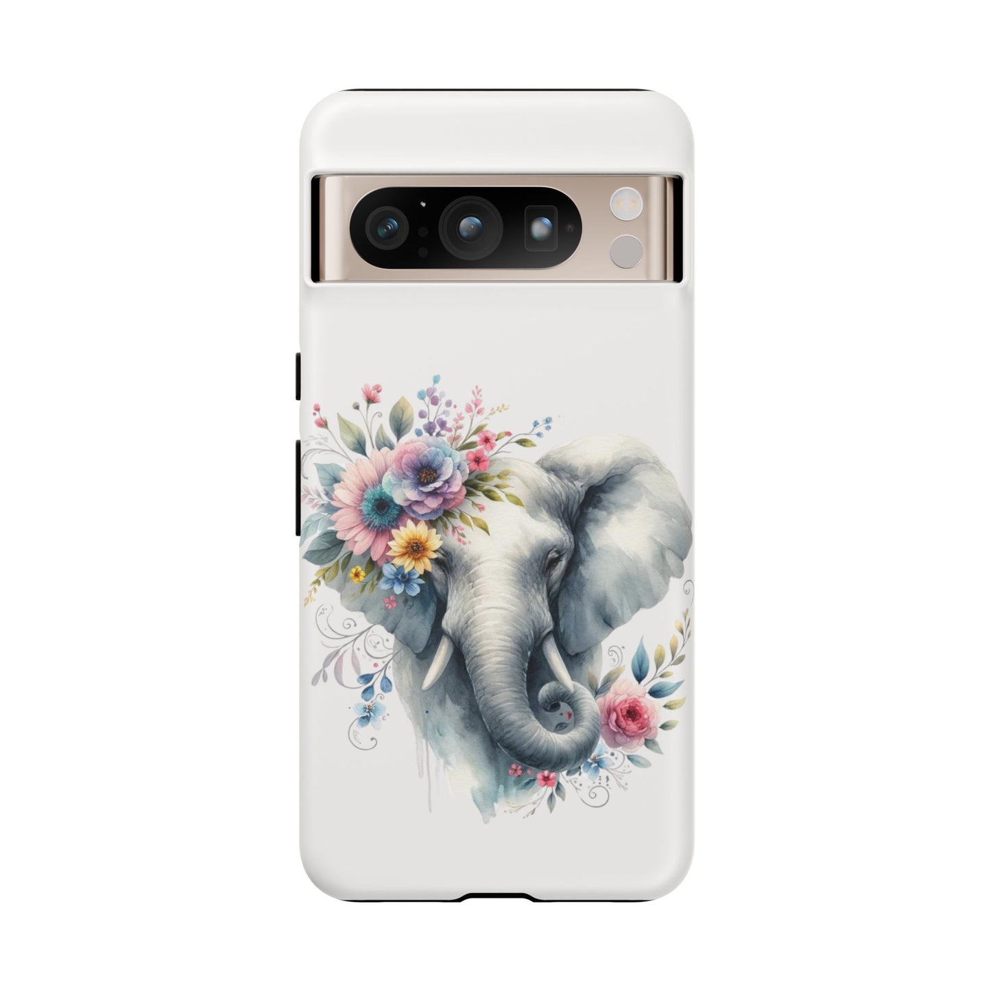 Floral Elephant Mobile Cover – Elegant Watercolor Art