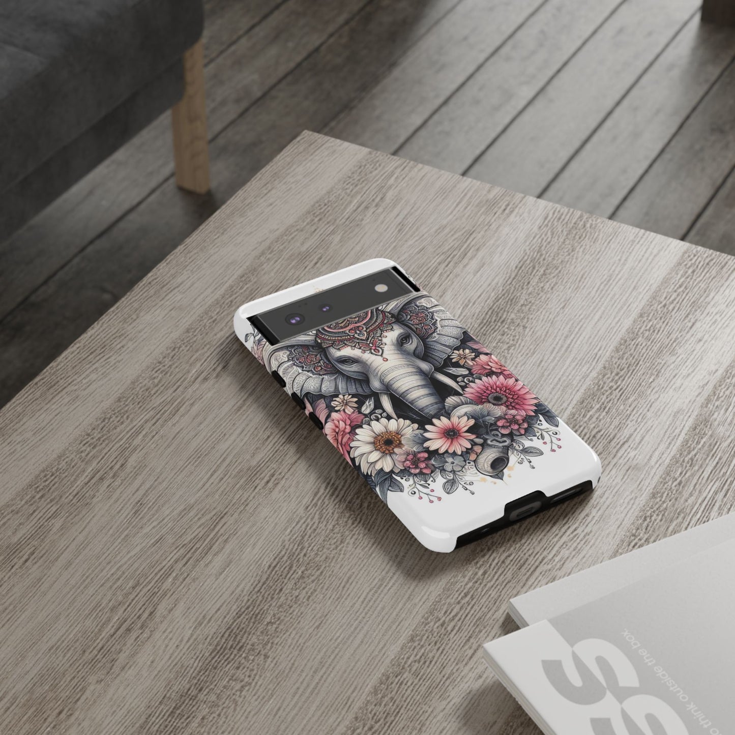 Royal Elephant Mandala Phone Case – Intricate Bohemian Floral Design