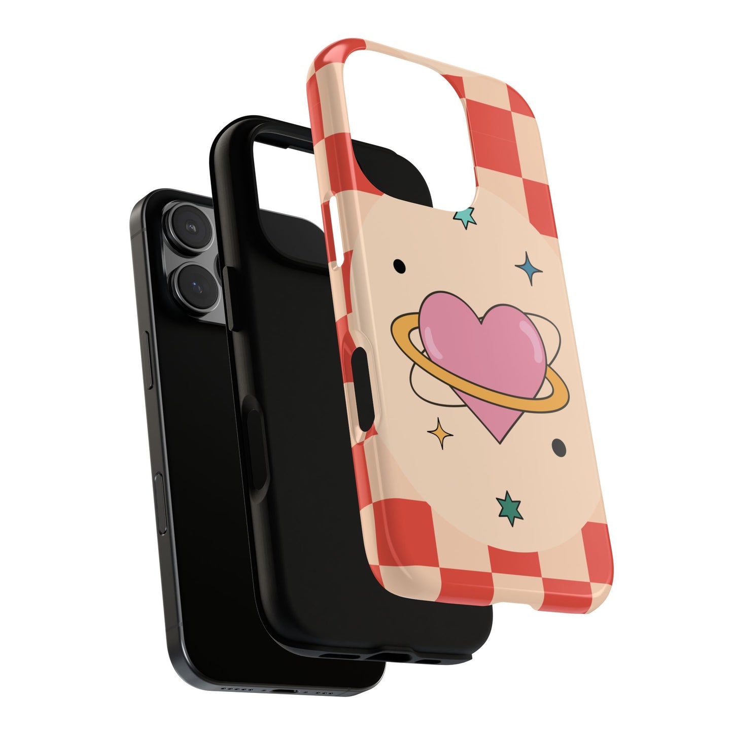 Retro Heart Tile Phone Case – Vintage Aesthetic Cover for iPhone, Samsung & Google Pixel