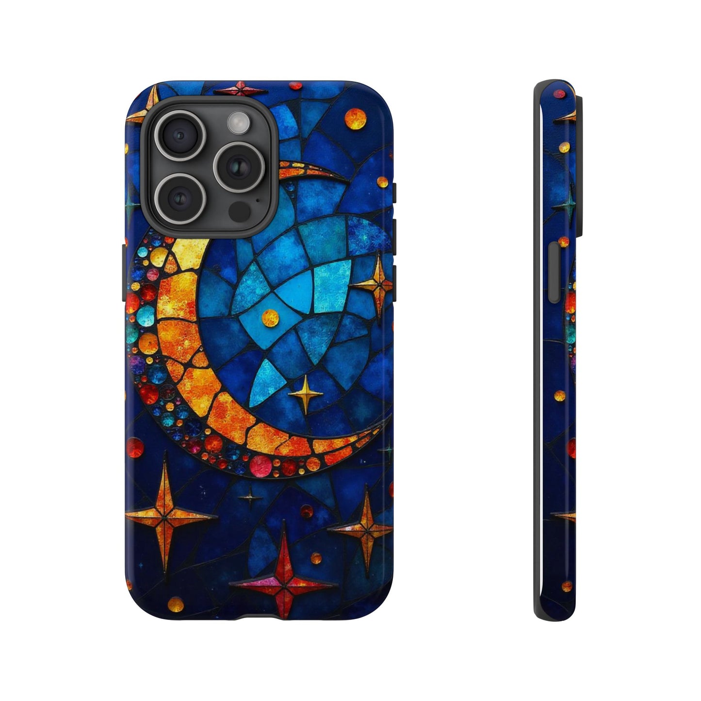 Celestial Crescent: Moon and Stars in Color