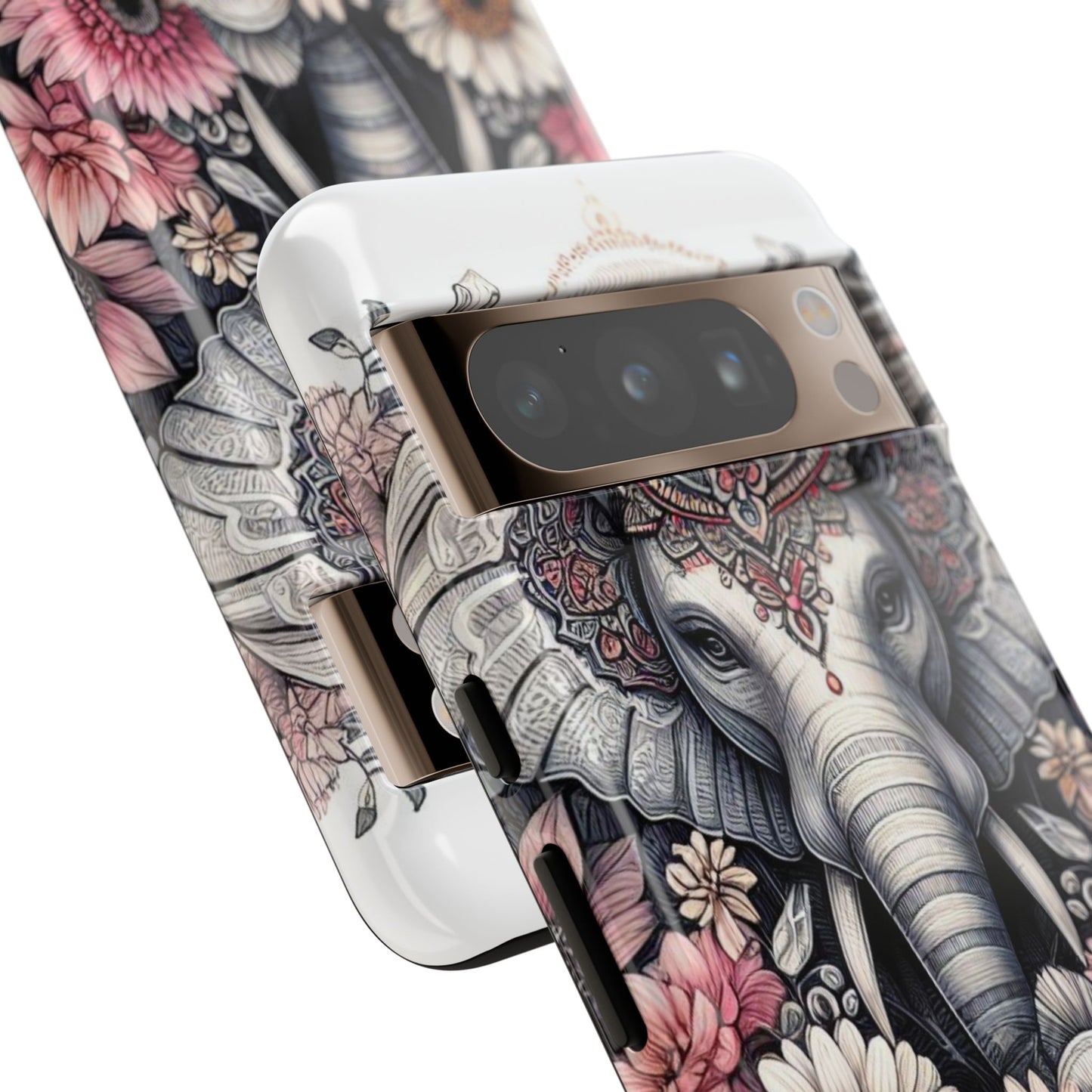 Royal Elephant Mandala Phone Case – Intricate Bohemian Floral Design