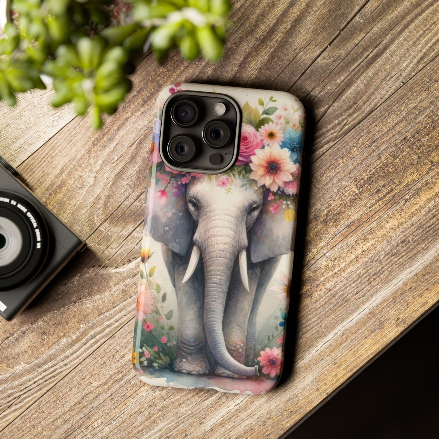 Watercolor Floral Elephant Mobile Cover – Dreamy Artistic Design