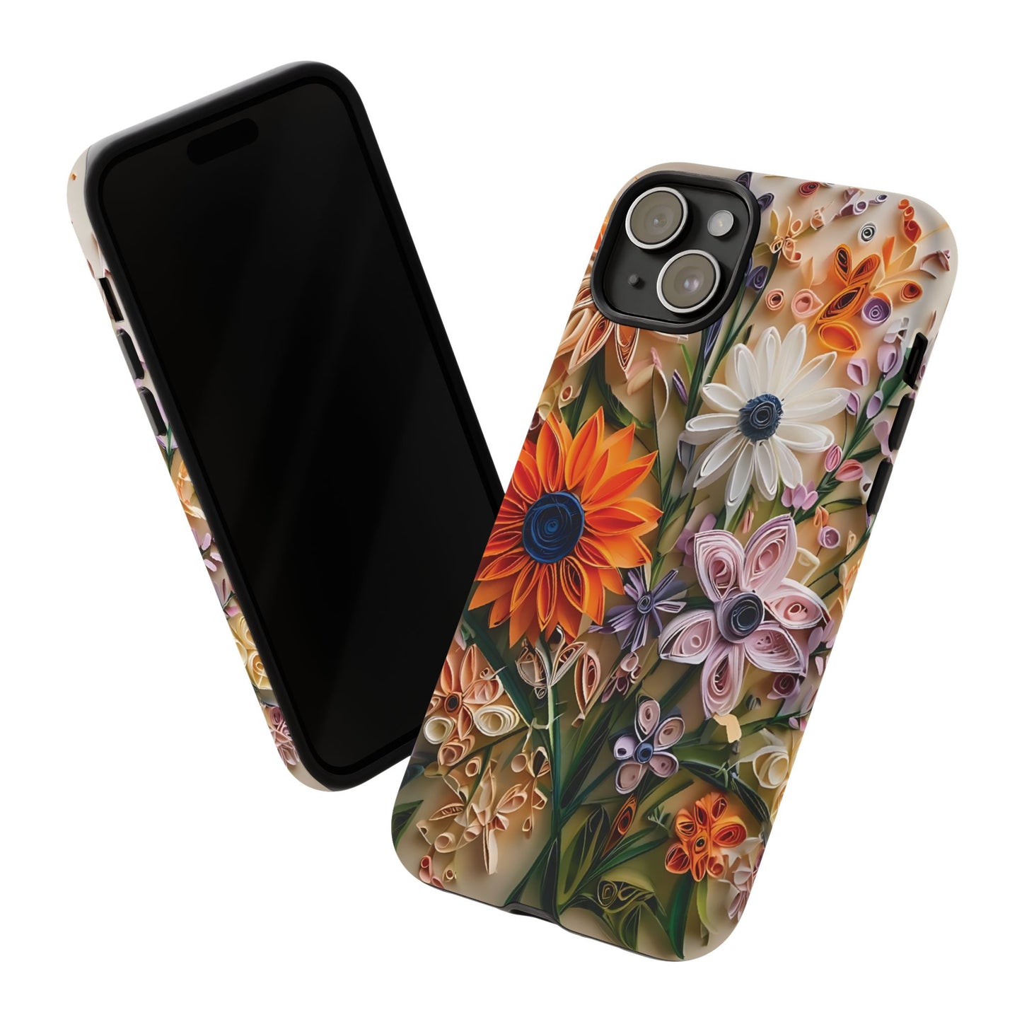 Intricate Quilled Floral Artwork In Vibrant Colors phone case design.