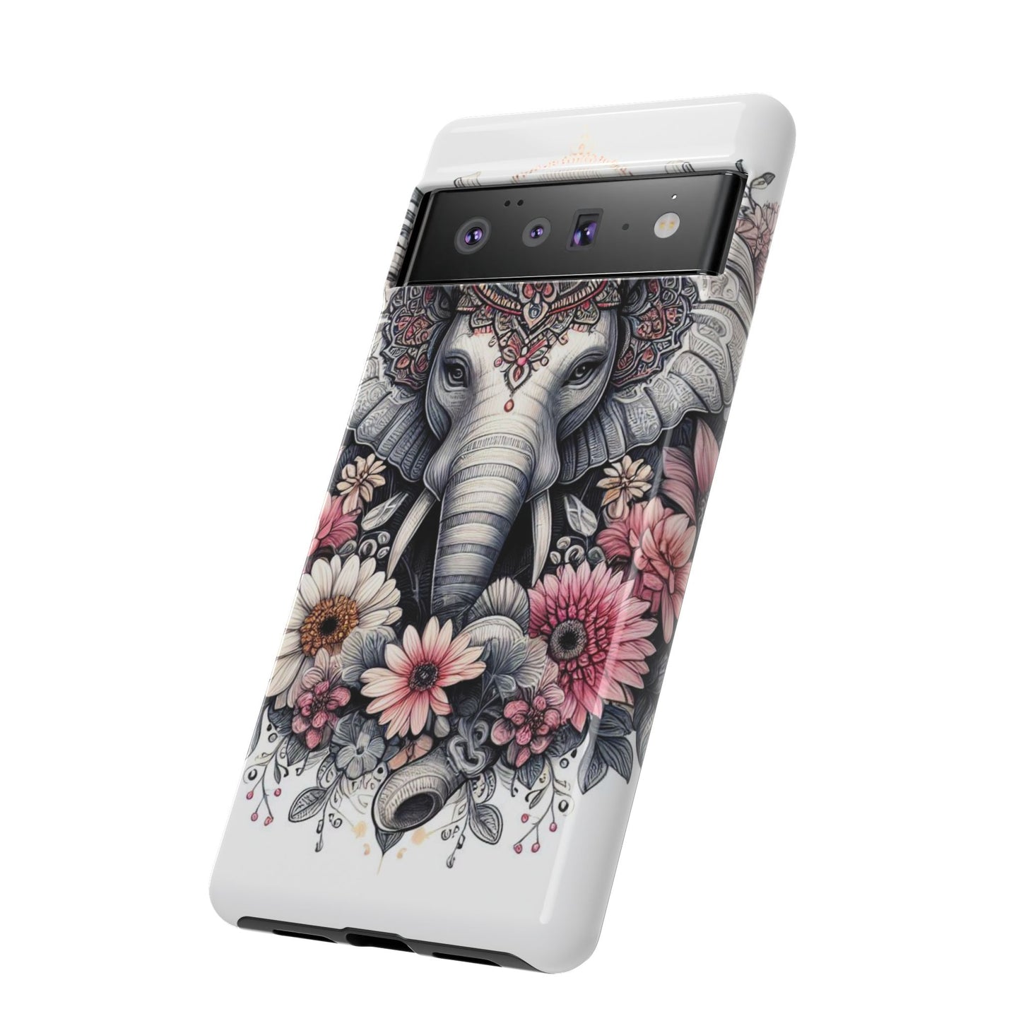 Royal Elephant Mandala Phone Case – Intricate Bohemian Floral Design