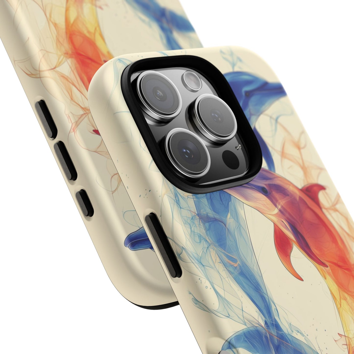 Elemental Dolphins: Fire & Water Fusion Phone Case for iPhone, Samsung & Pixel