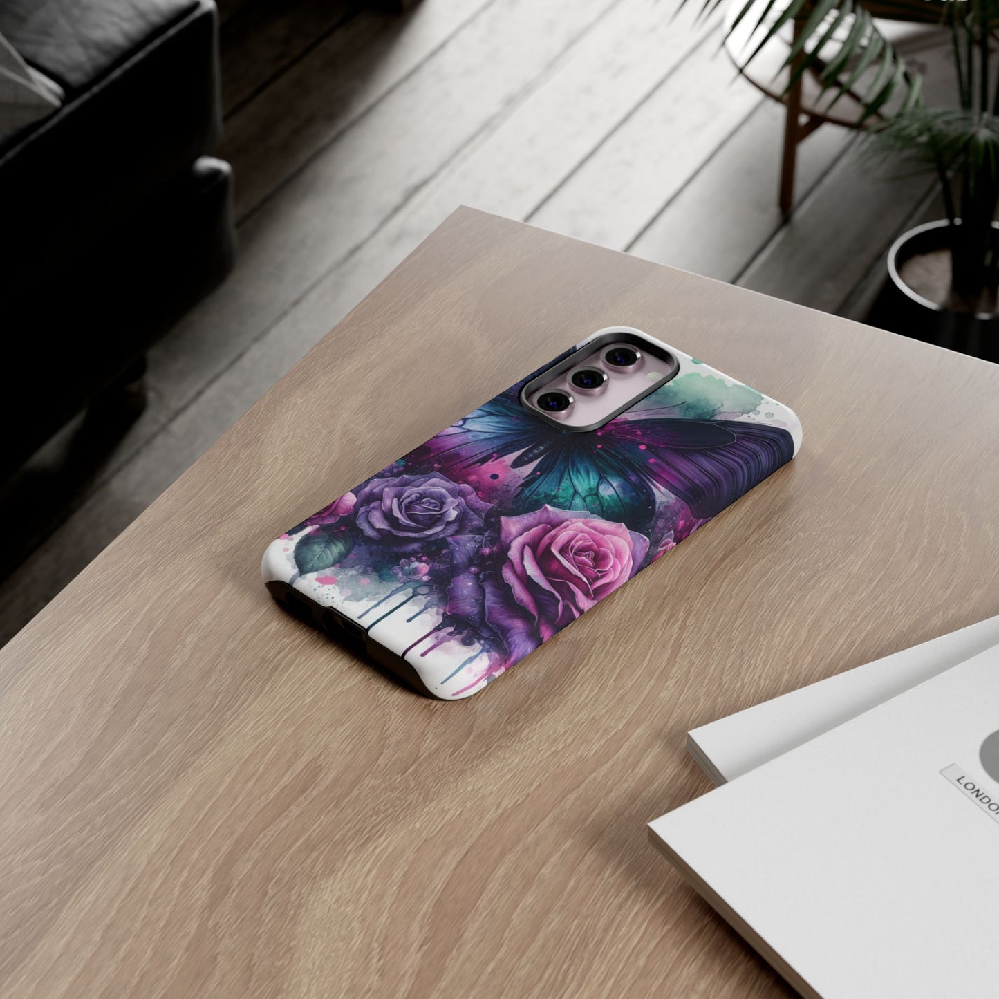 Mystic Bloom – Vibrant Butterfly & Rose Art Mobile Cover