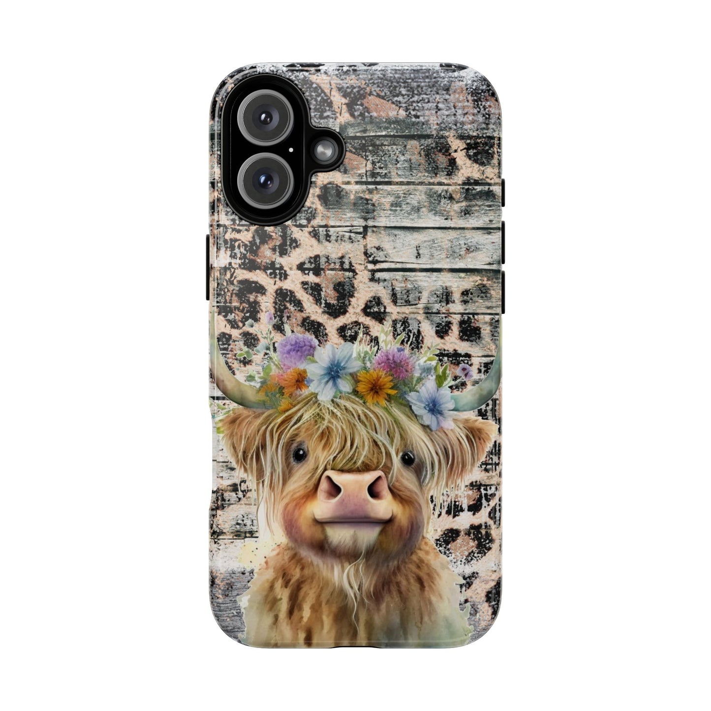 Leopard Print Heifer Phone Case - iPhone, Samsung & Google Pixel Cover - Artistic Cow Phone Case, Animal Lover Gift