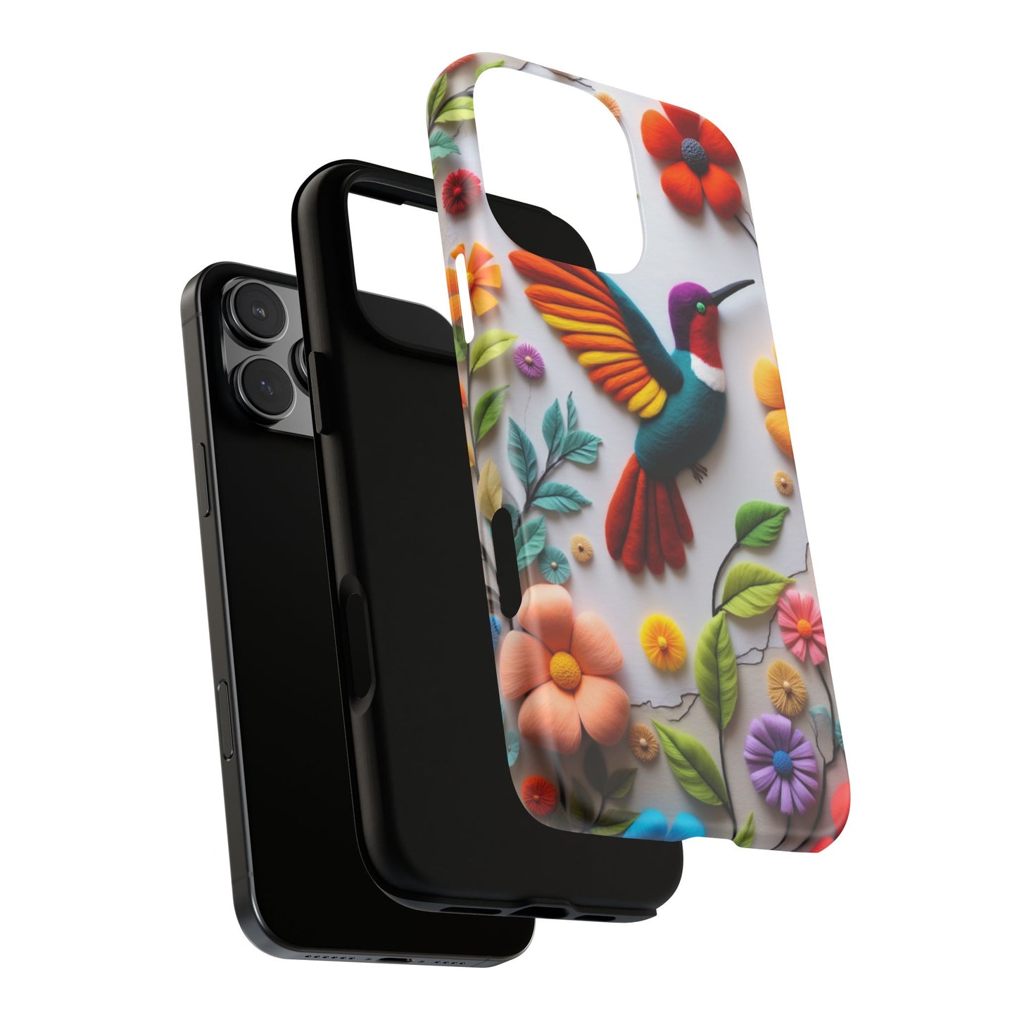 Embroidered Hummingbird with Floral Design | Nature's Elegant Stitch | iPhone 16 Pro