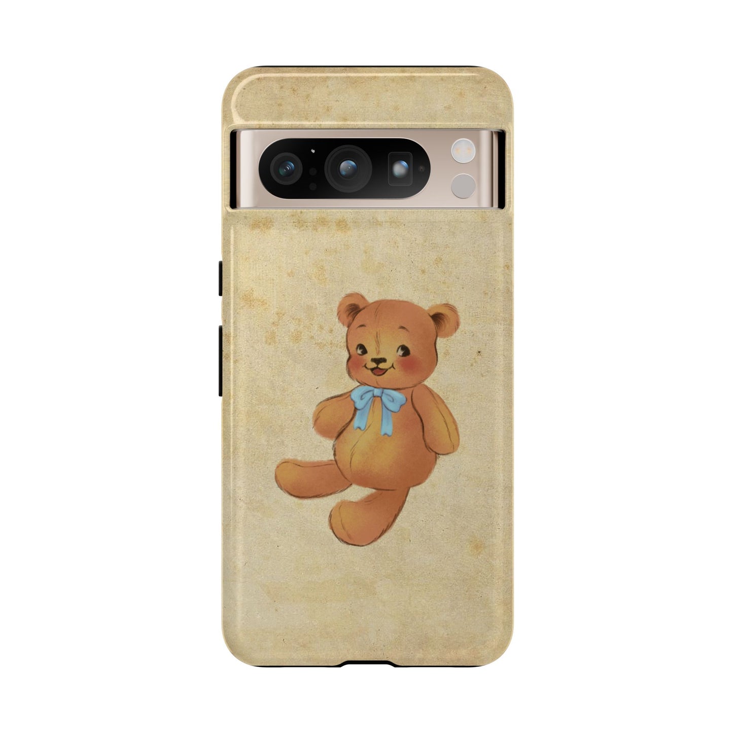 Vintage Teddy Bear Phone Case β Minimal Aesthetic, Soft Beige Retro Cover for iPhone, Samsung & Pixel
