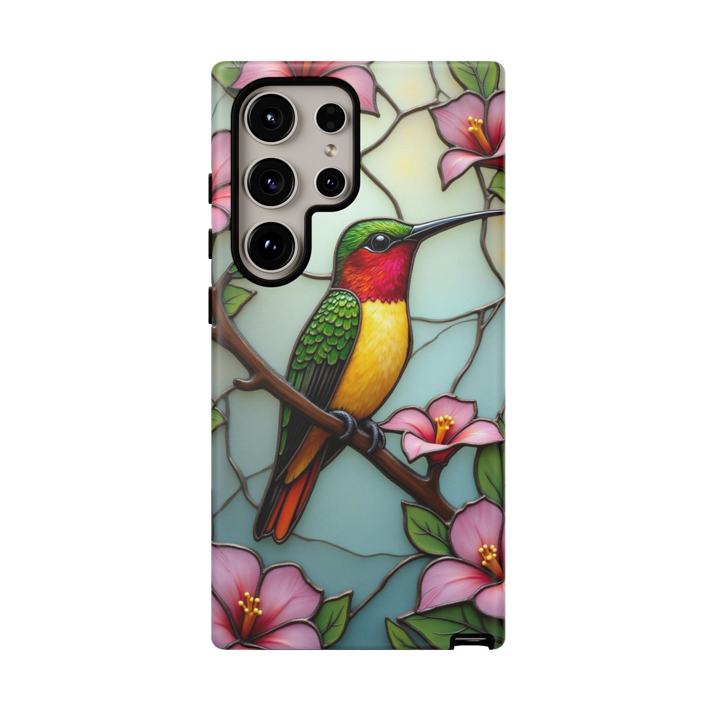 Elegant Hummingbird with Floral Mosaic | Artistic Nature Design