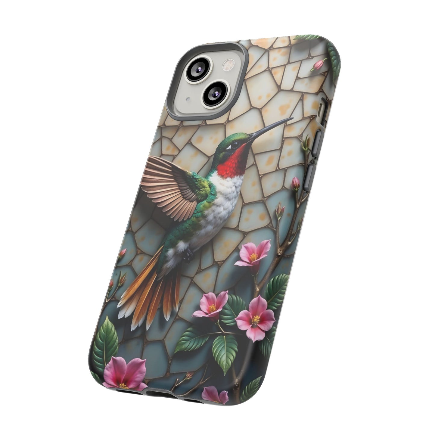 Vivid Hummingbird with Blossoming Branches | Artistic Mosaic Style