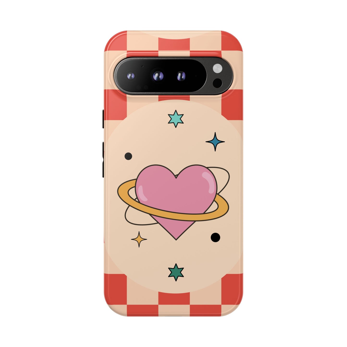 Retro Heart Tile Phone Case – Vintage Aesthetic Cover for iPhone, Samsung & Google Pixel