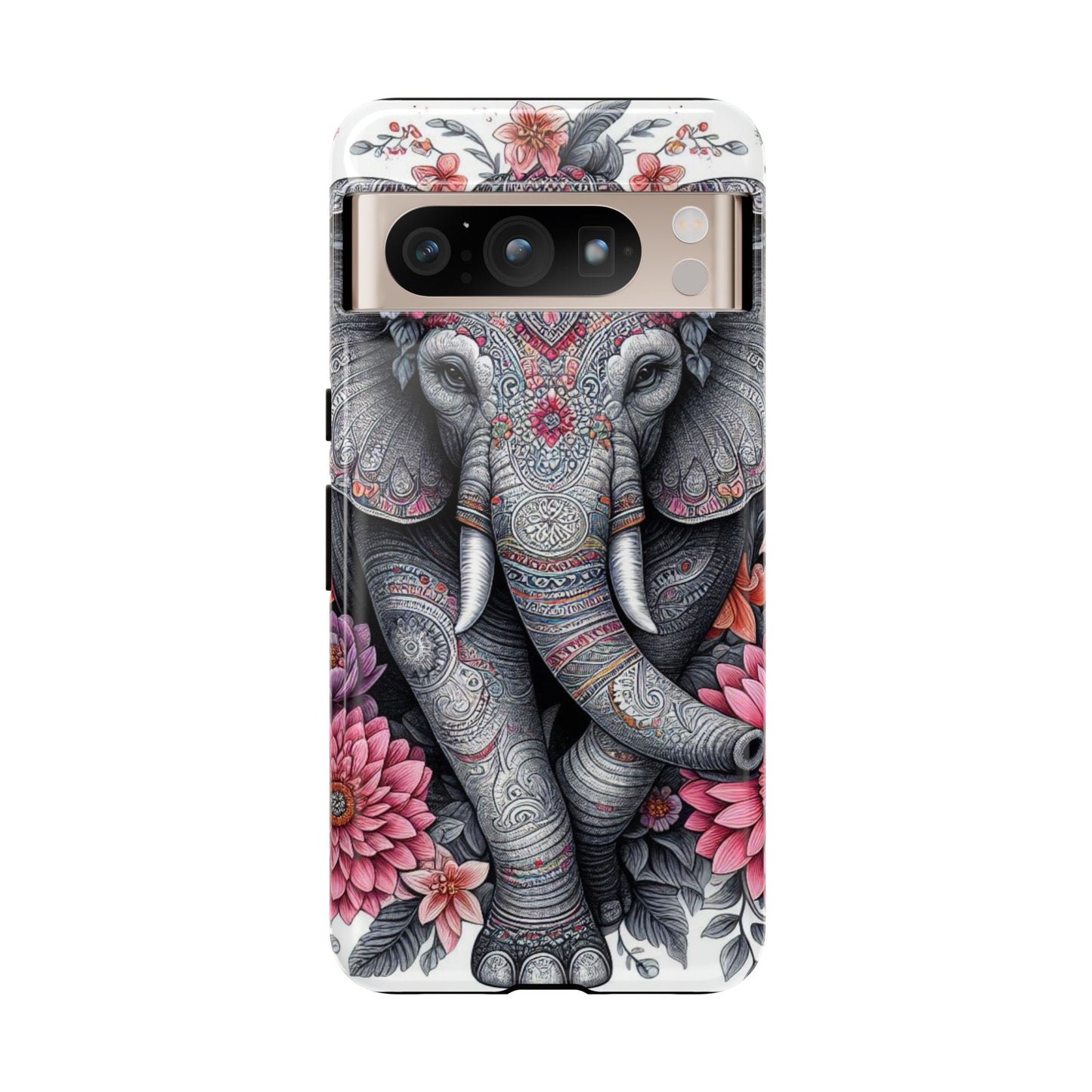 Bohemian Floral Elephant Mobile Cover – Intricate Mandala Art
