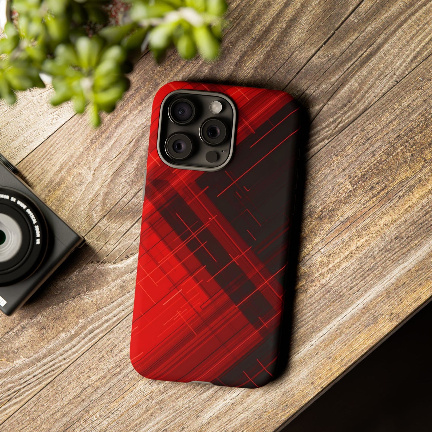 Abstract Red and Black Geometric Pattern