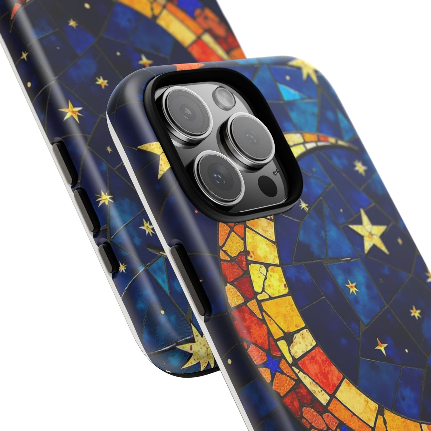 Celestial Crescent: Vibrant Moon and Stars Phone Case