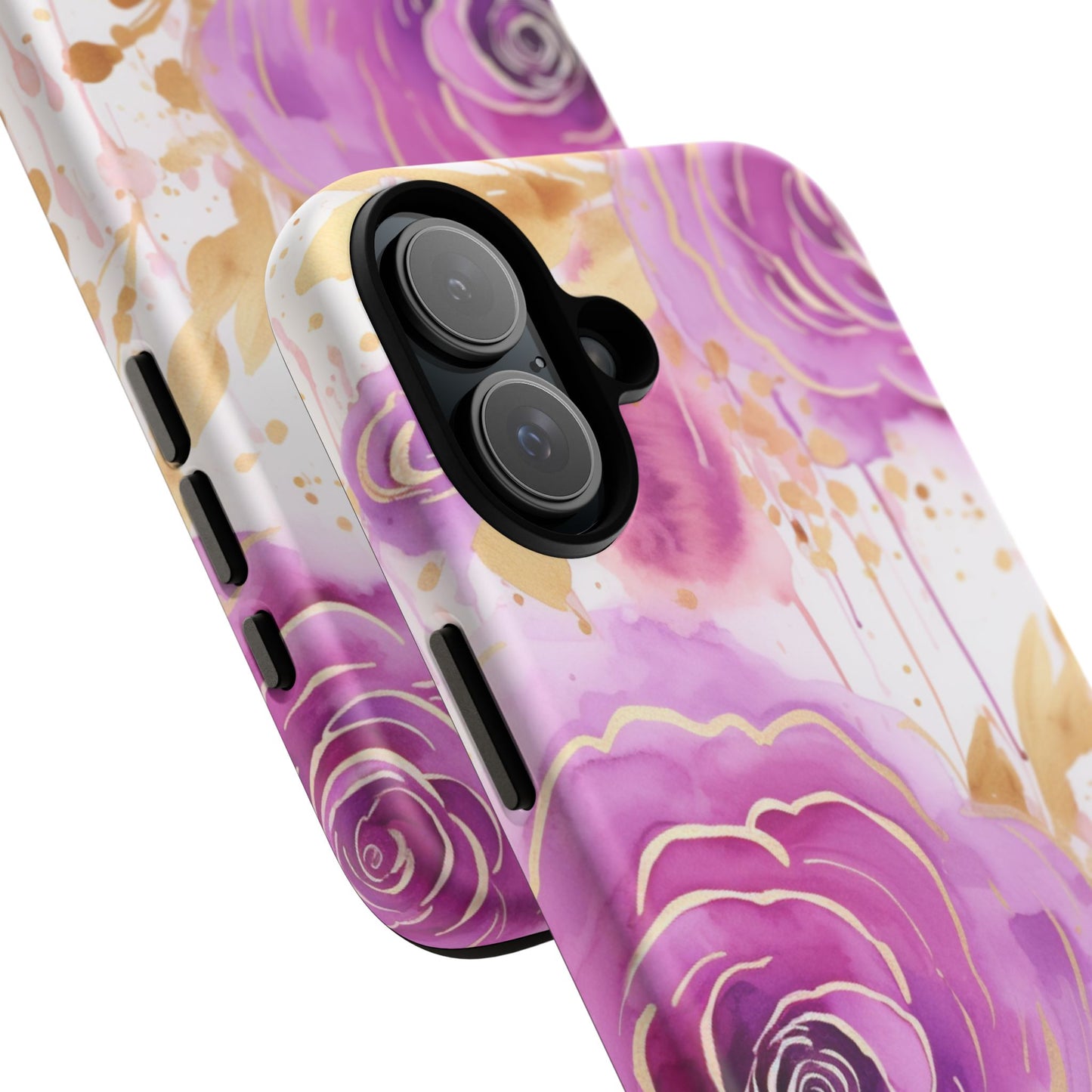 Elegant Purple-Gold Watercolor Rose Mobile Case