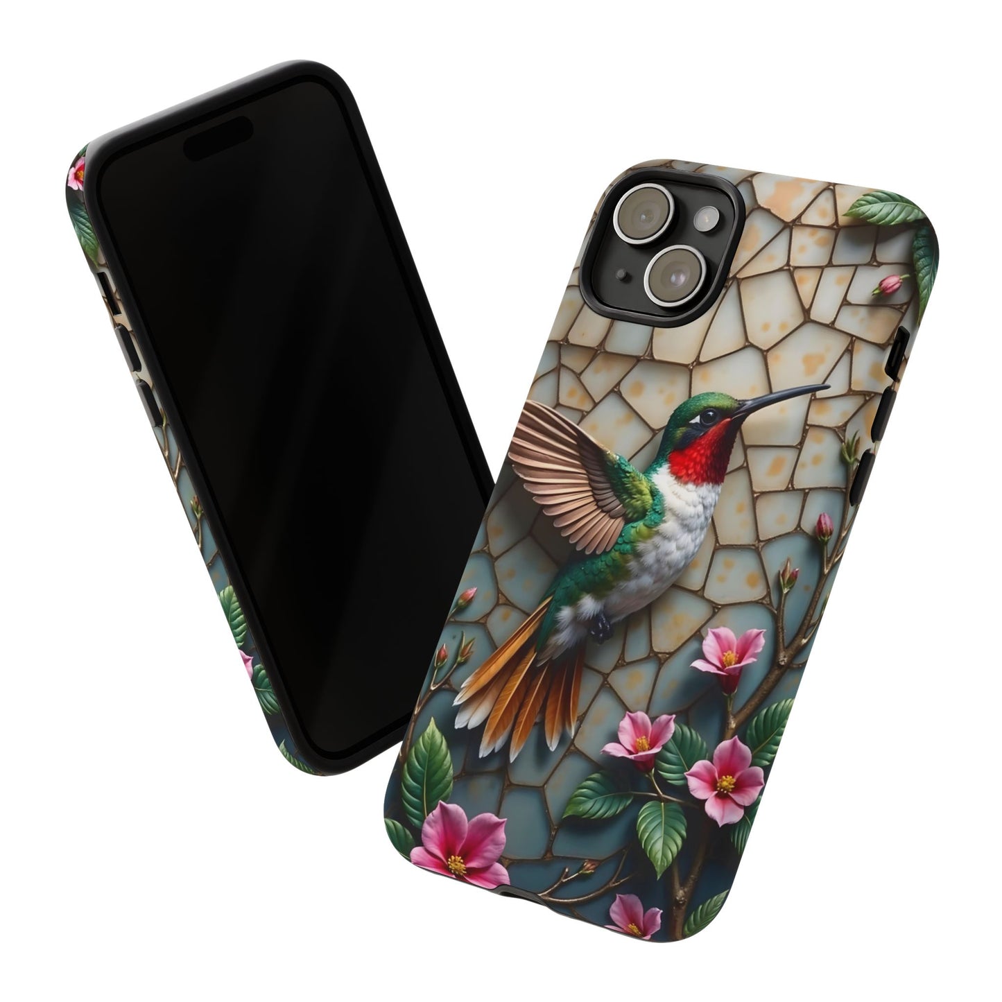 Vivid Hummingbird with Blossoming Branches | Artistic Mosaic Style