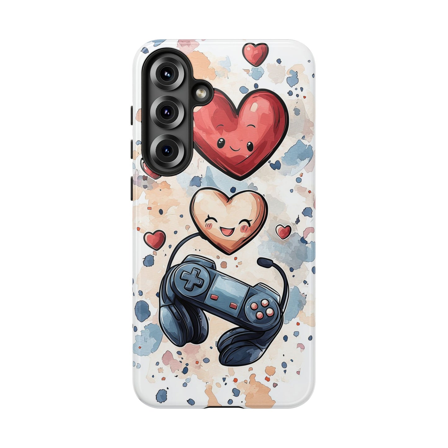 Gaming Love: Kawaii Hearts Anime Phone Case for iPhone, Samsung, Google Pixel