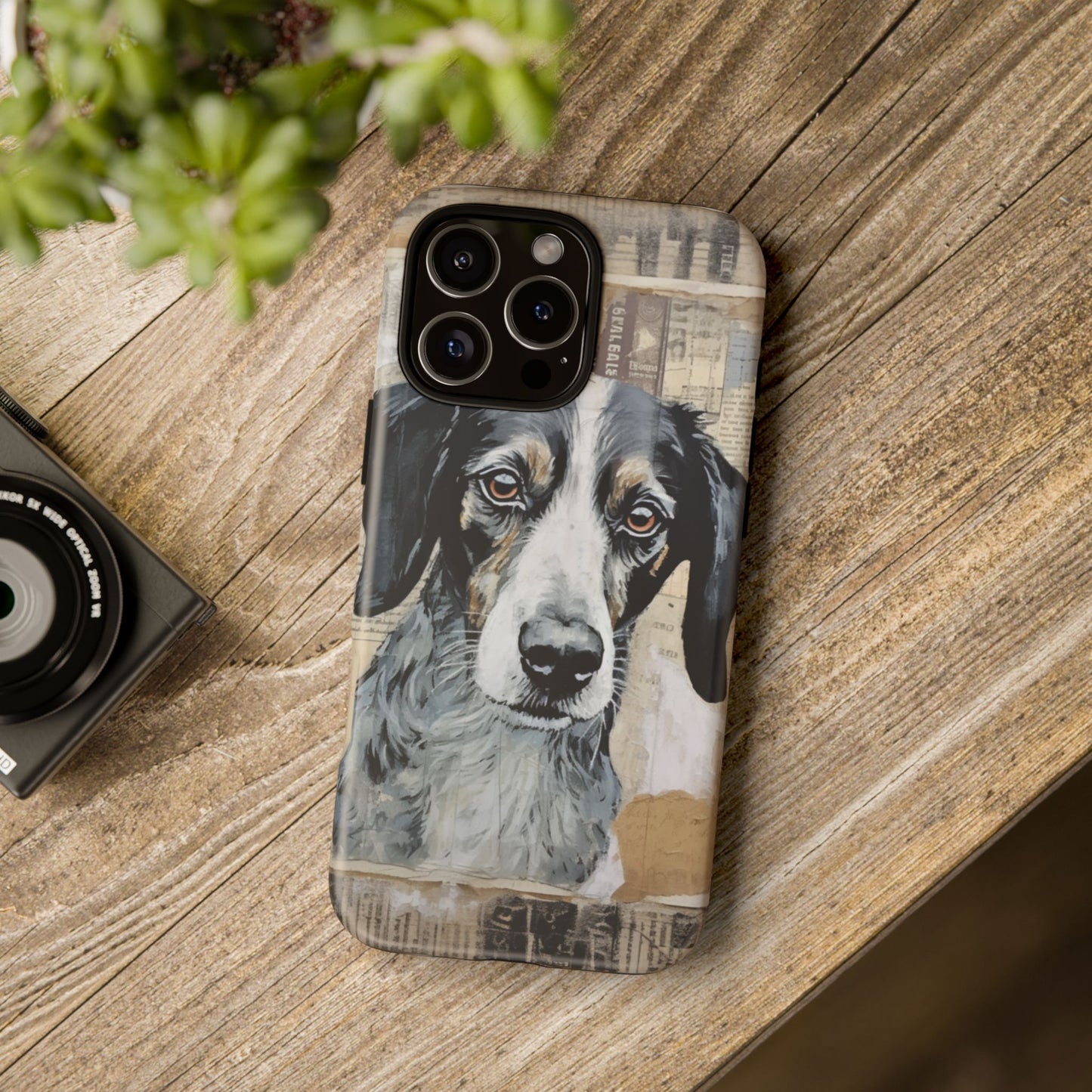Personalized Rustic Dog Portrait – Vintage Collage Art Style