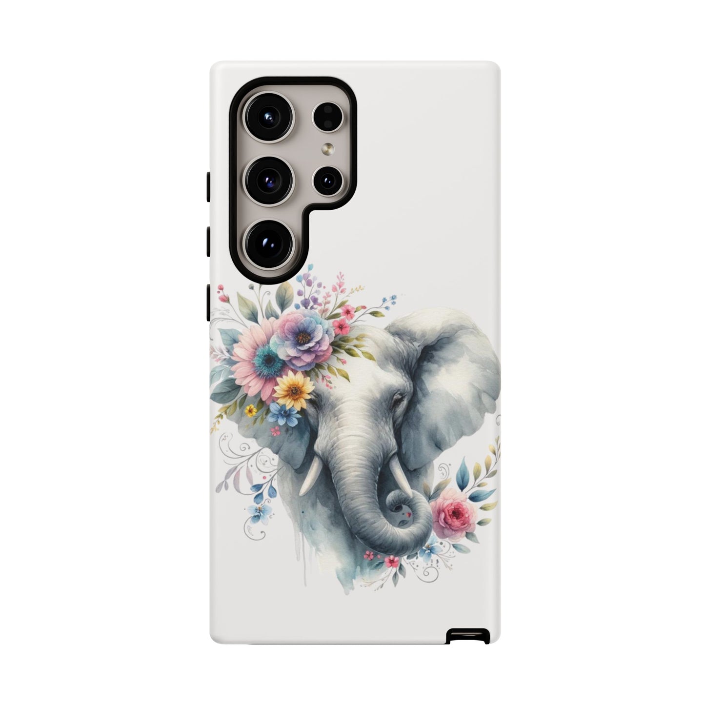 Floral Elephant Mobile Cover – Elegant Watercolor Art