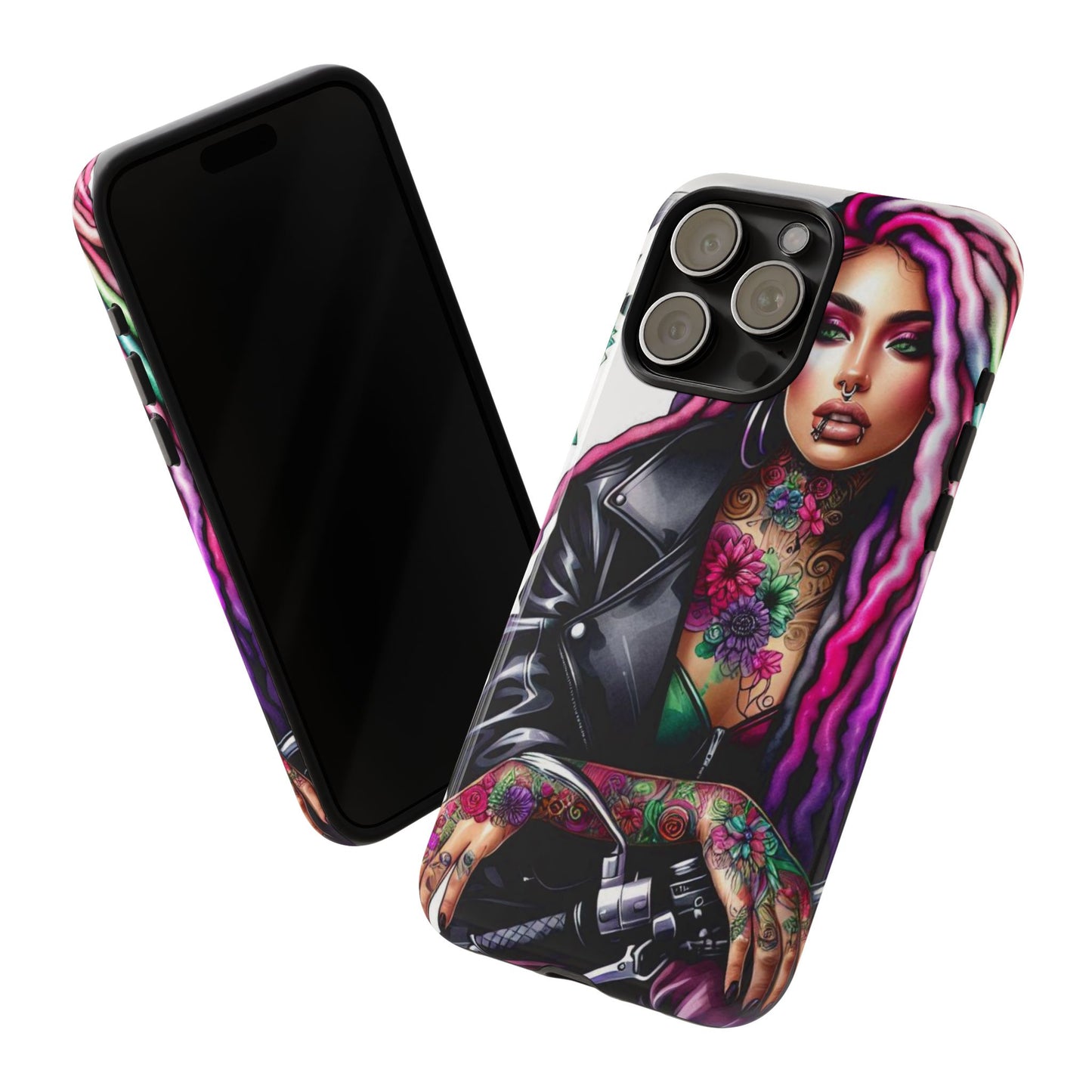 Neon Rebel – Vibrant Biker Queen Mobile Cover