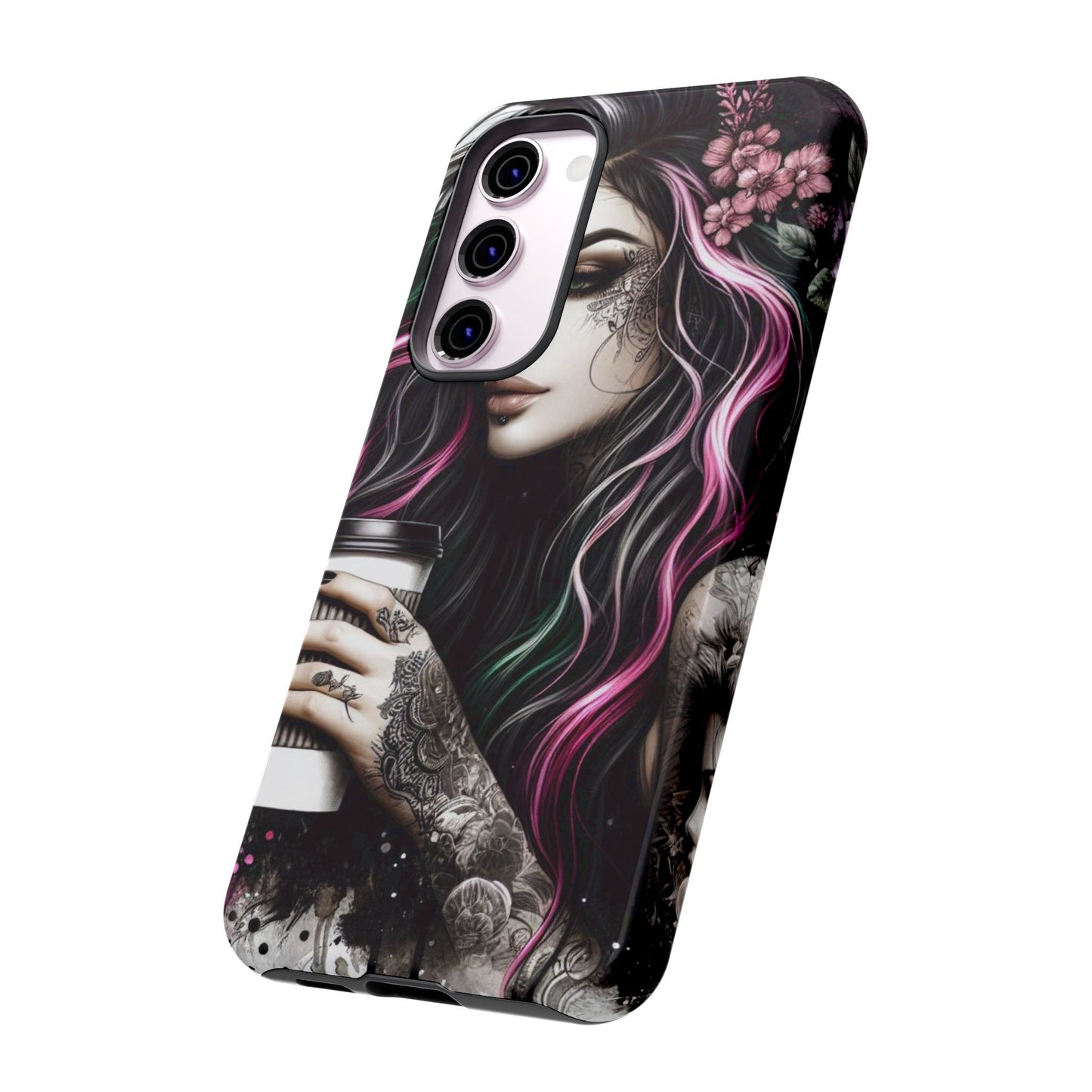 Tattooed Serenity – Gothic Coffee Lover Mobile Cover