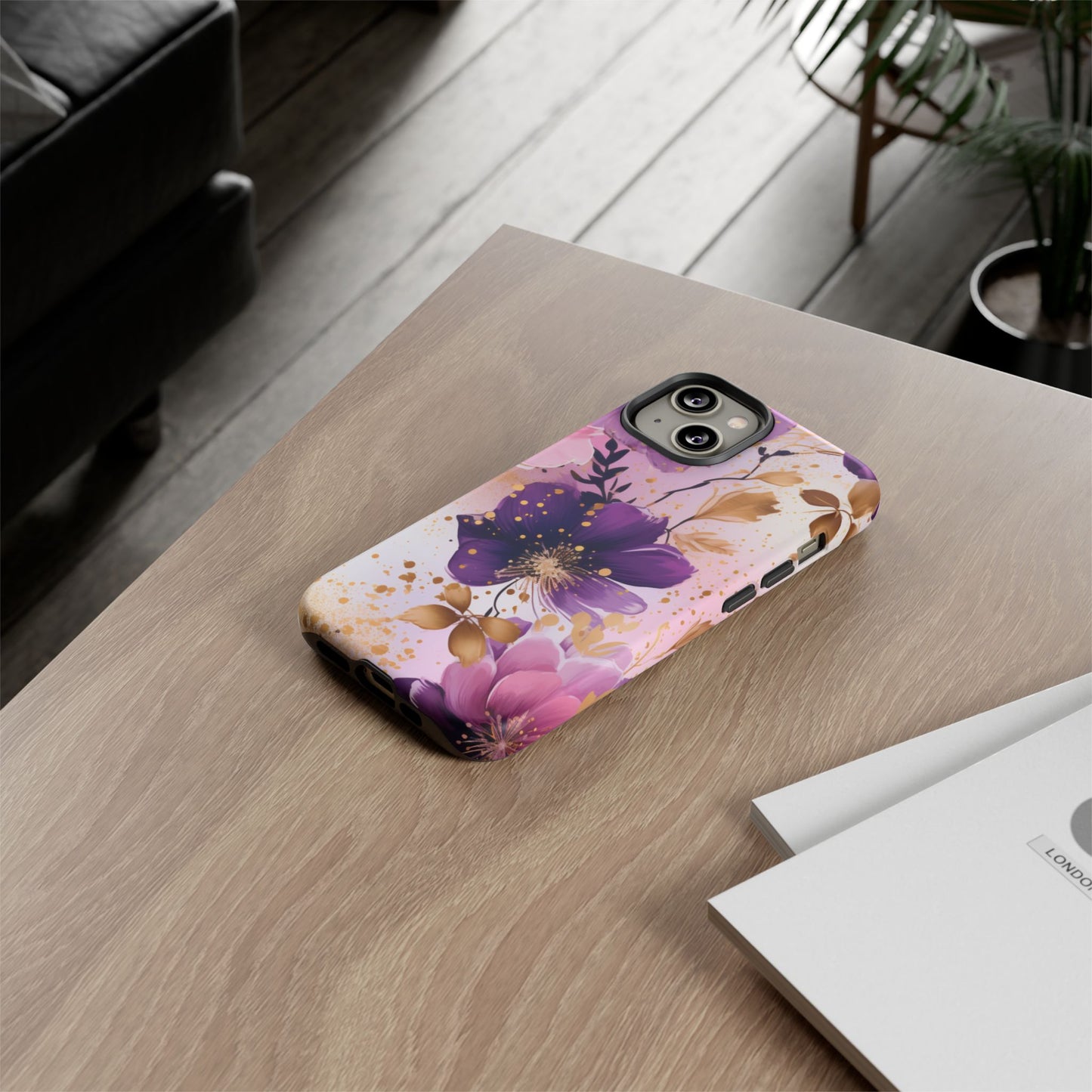 Luxury Purple & Gold Floral Aesthetic Mobile Case