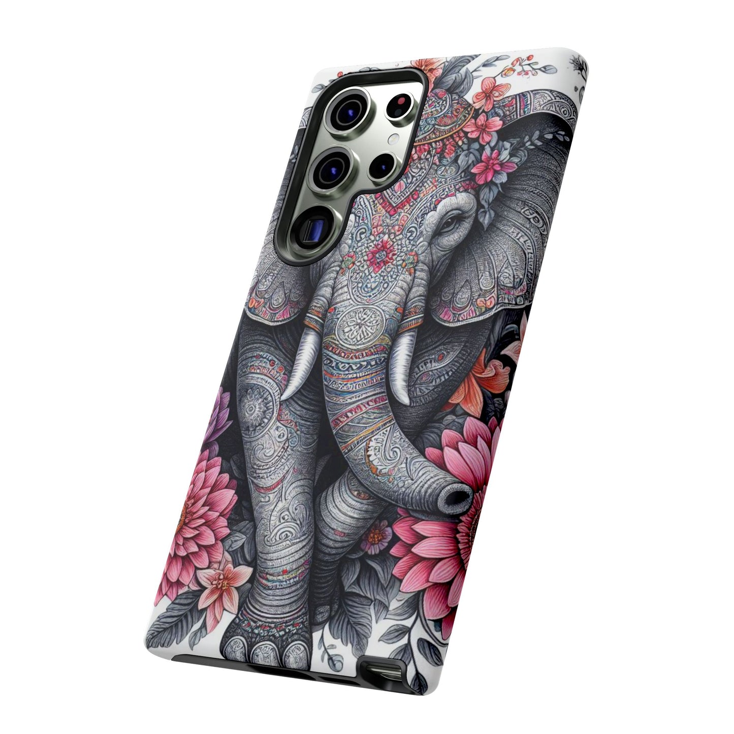 Bohemian Floral Elephant Mobile Cover – Intricate Mandala Art
