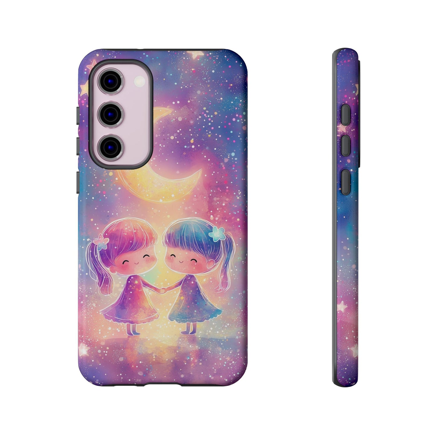 Moonlit Friendship Galaxy Phone Case for iPhone, Samsung, Google Pixel