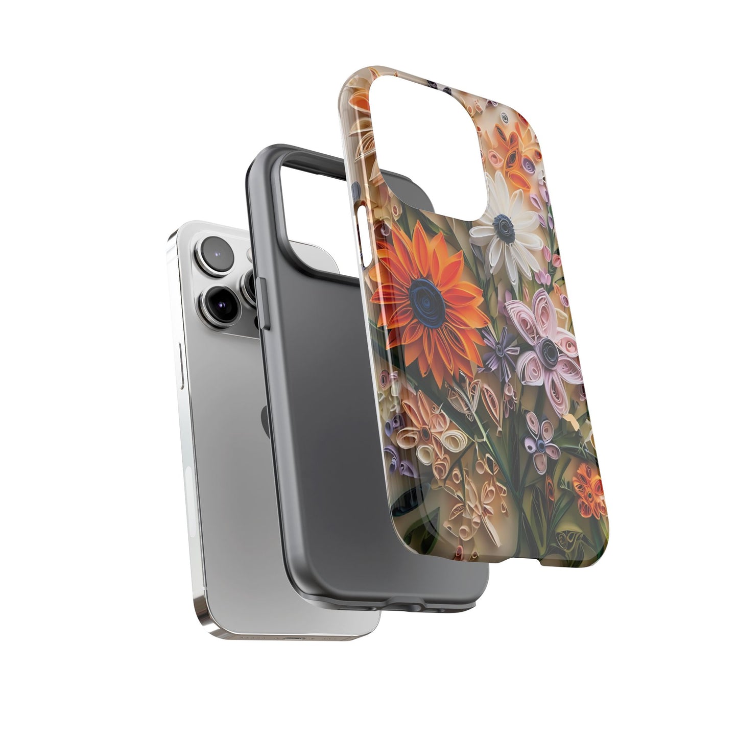 Intricate Quilled Floral Artwork In Vibrant Colors phone case design.
