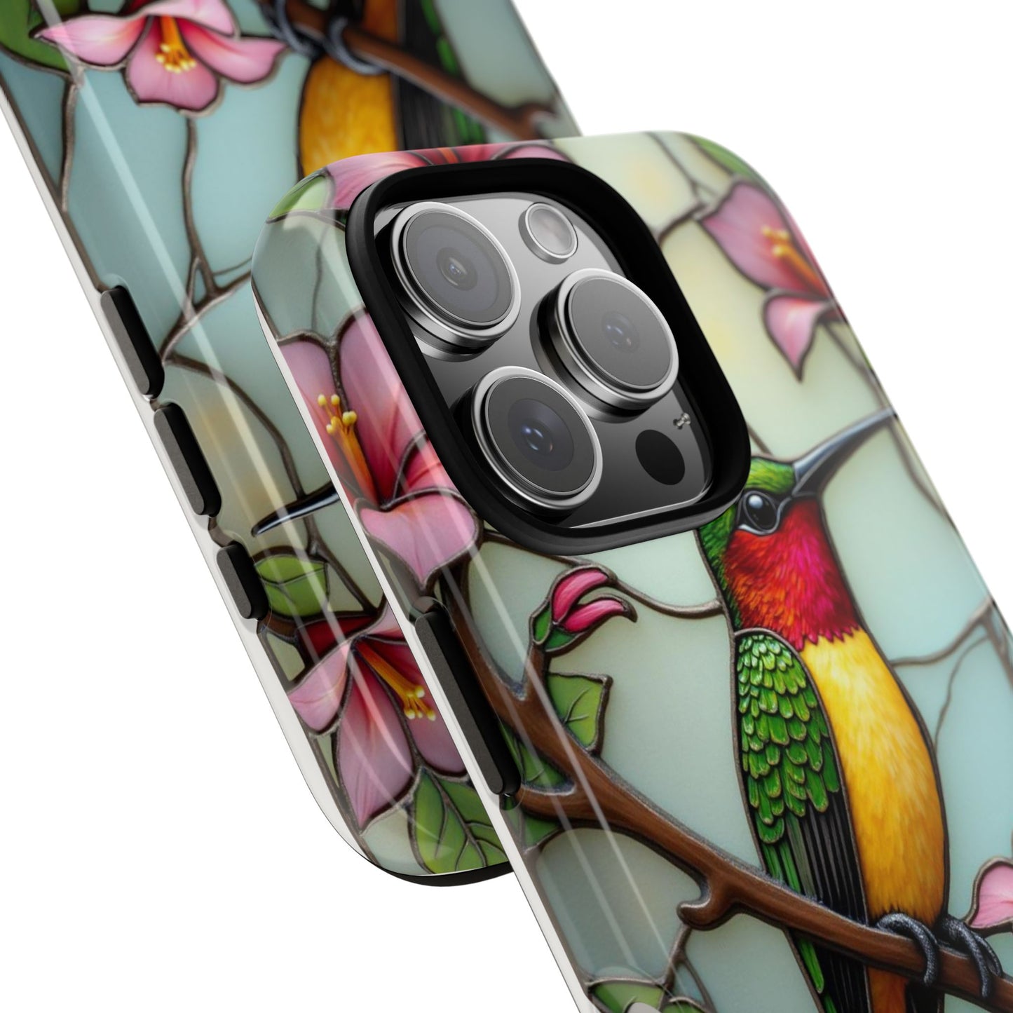 Elegant Hummingbird with Floral Mosaic | Artistic Nature Design