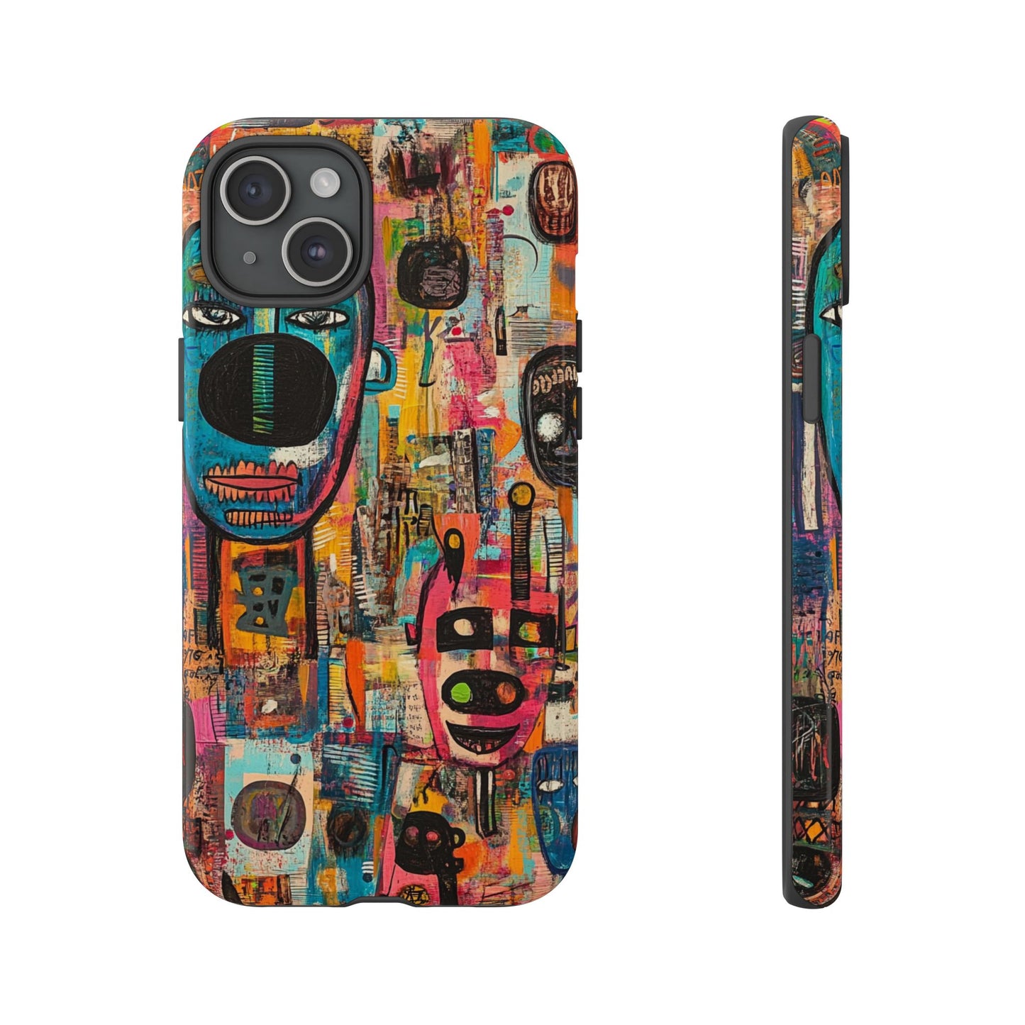 Abstract Basquiat Phone Case – Artistic Phone Protector – Bold, Graffiti-Inspired Street Art Cover - iPhone, Samsung & Google Pixel Cover - Artistic Painting Case, Art Lover Gift