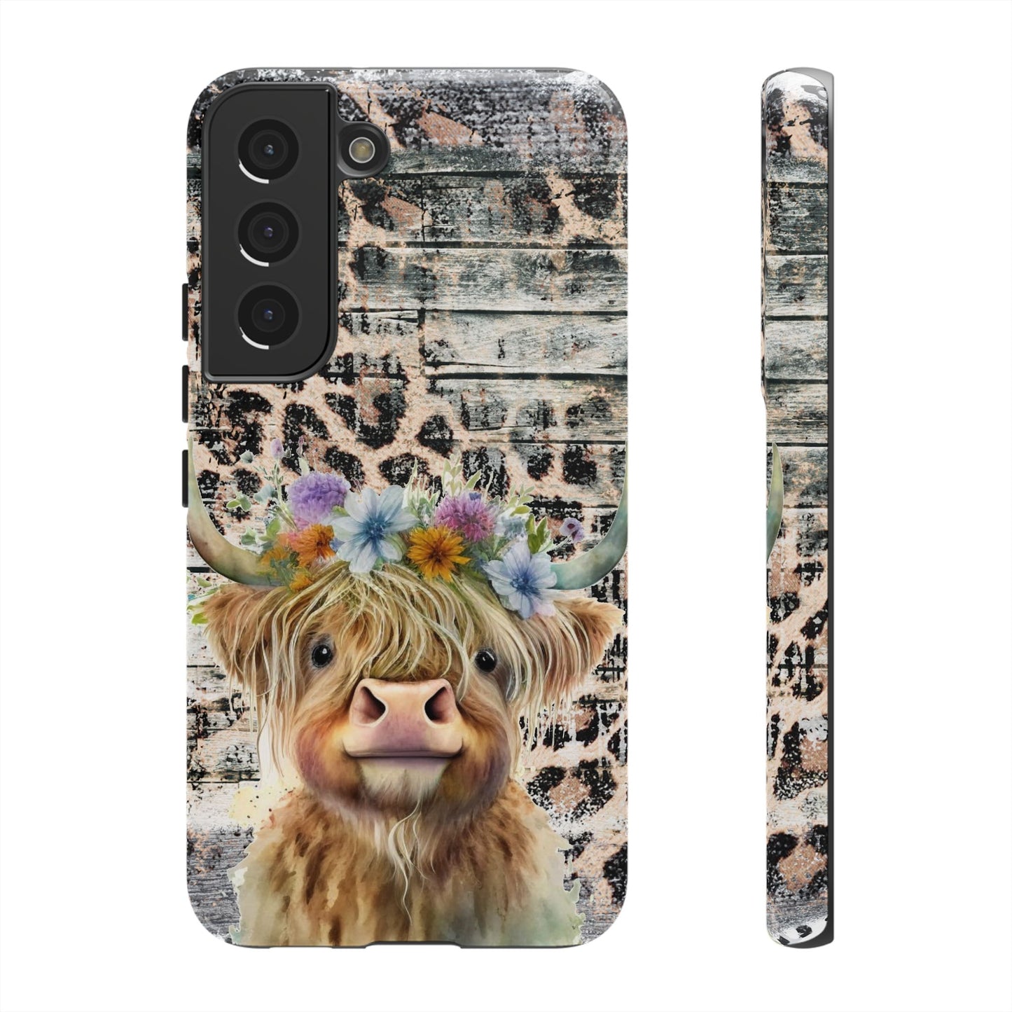 Leopard Print Heifer Phone Case - iPhone, Samsung & Google Pixel Cover - Artistic Cow Phone Case, Animal Lover Gift